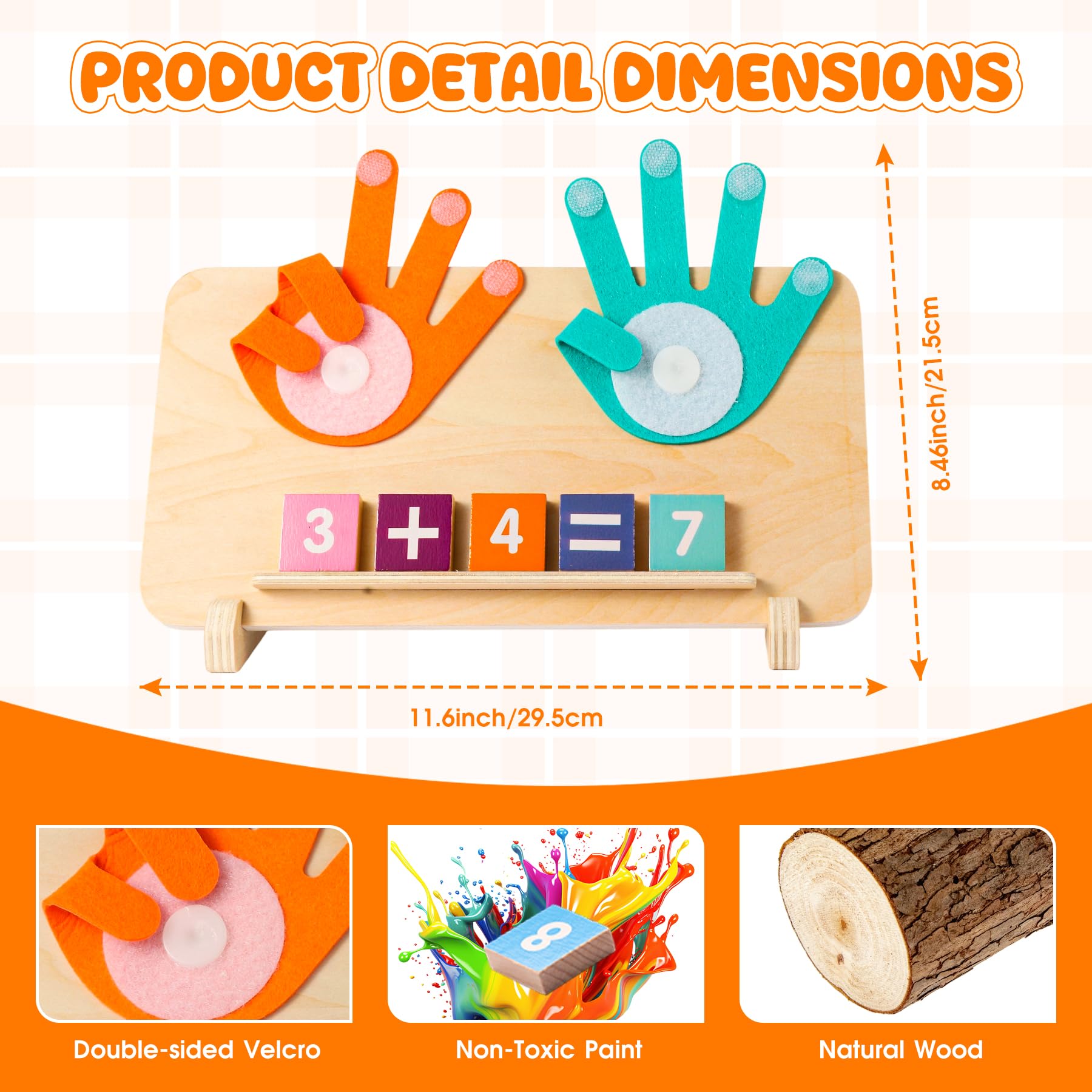 Juguetes de aprendizaje preescolar para niños pequeños, bloques de números de madera coloridos, juguetes Montessori para contar dedos para niños de 3, 4, 5 años 4