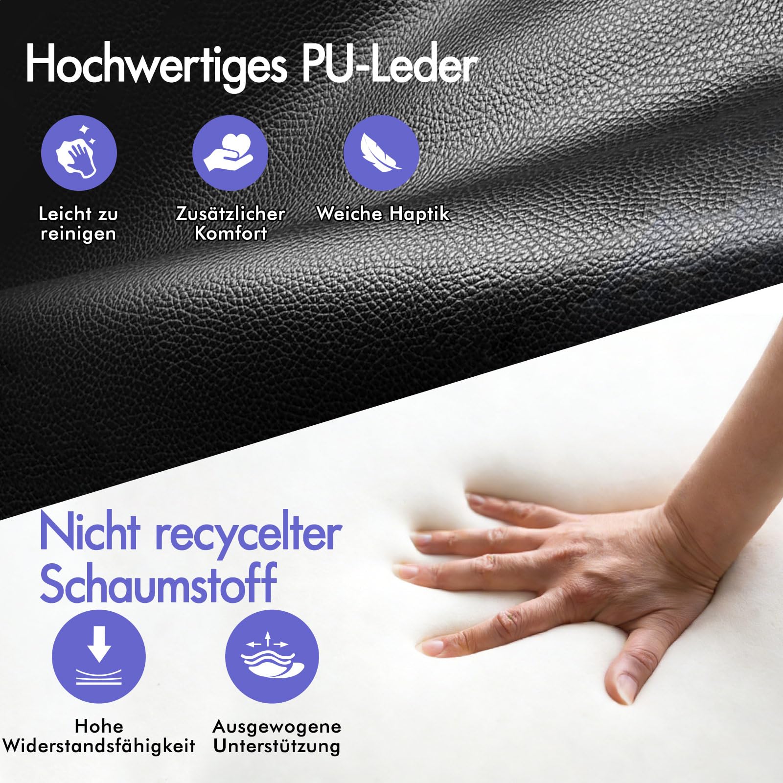 ALFORDSON Chefsessel Bürostuhl Massage Schreibtischstuhl 150°-Neigung, Computerdrehstuhl, ergonomischer Drehstuhl Ausziehbare Fußstütze, höhenverstellbarer,belastbar 180 kg, PU-Leder, Schwarz