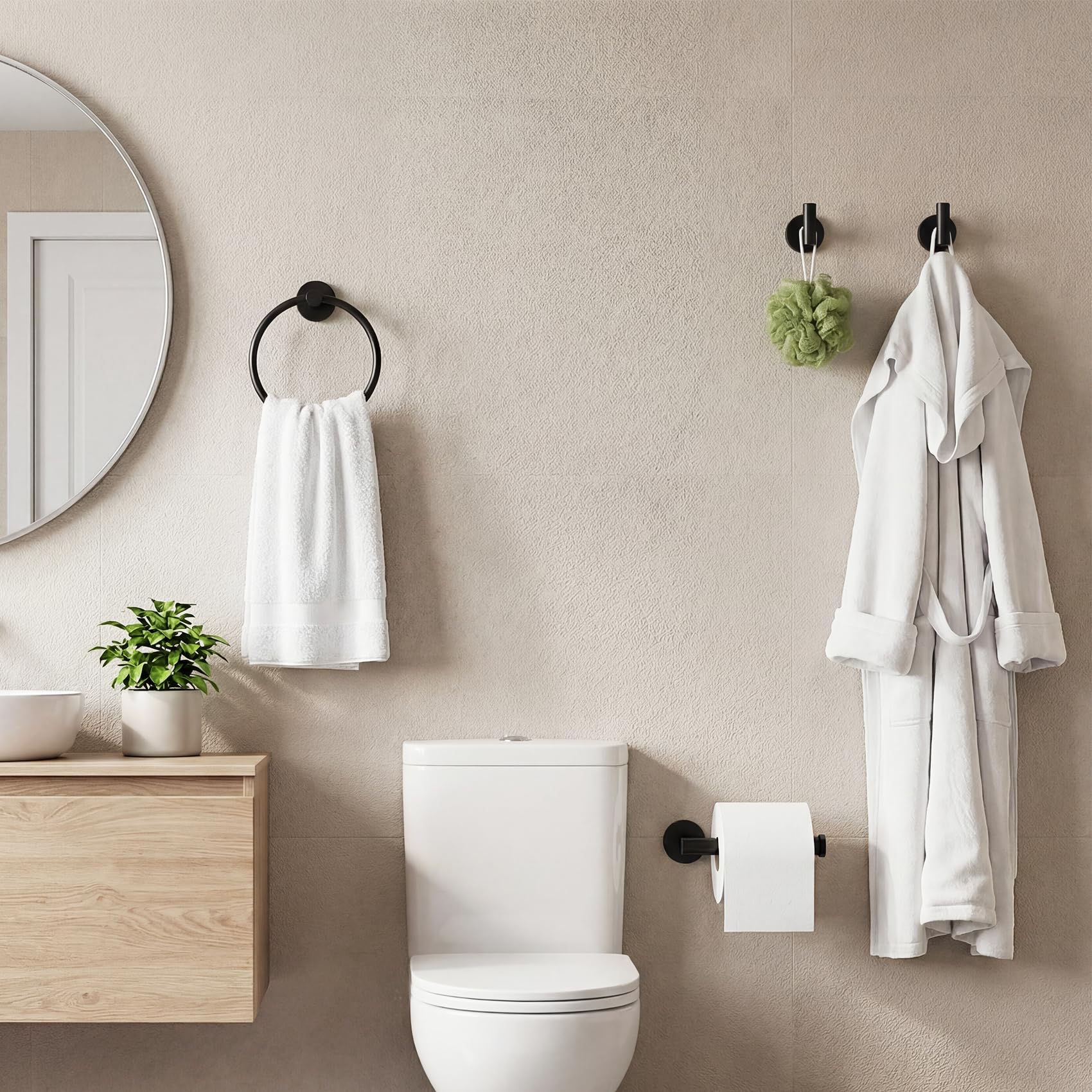 4-Piece Towel Holder Set, Black Bathroom Accessories Set — Amazon image 7