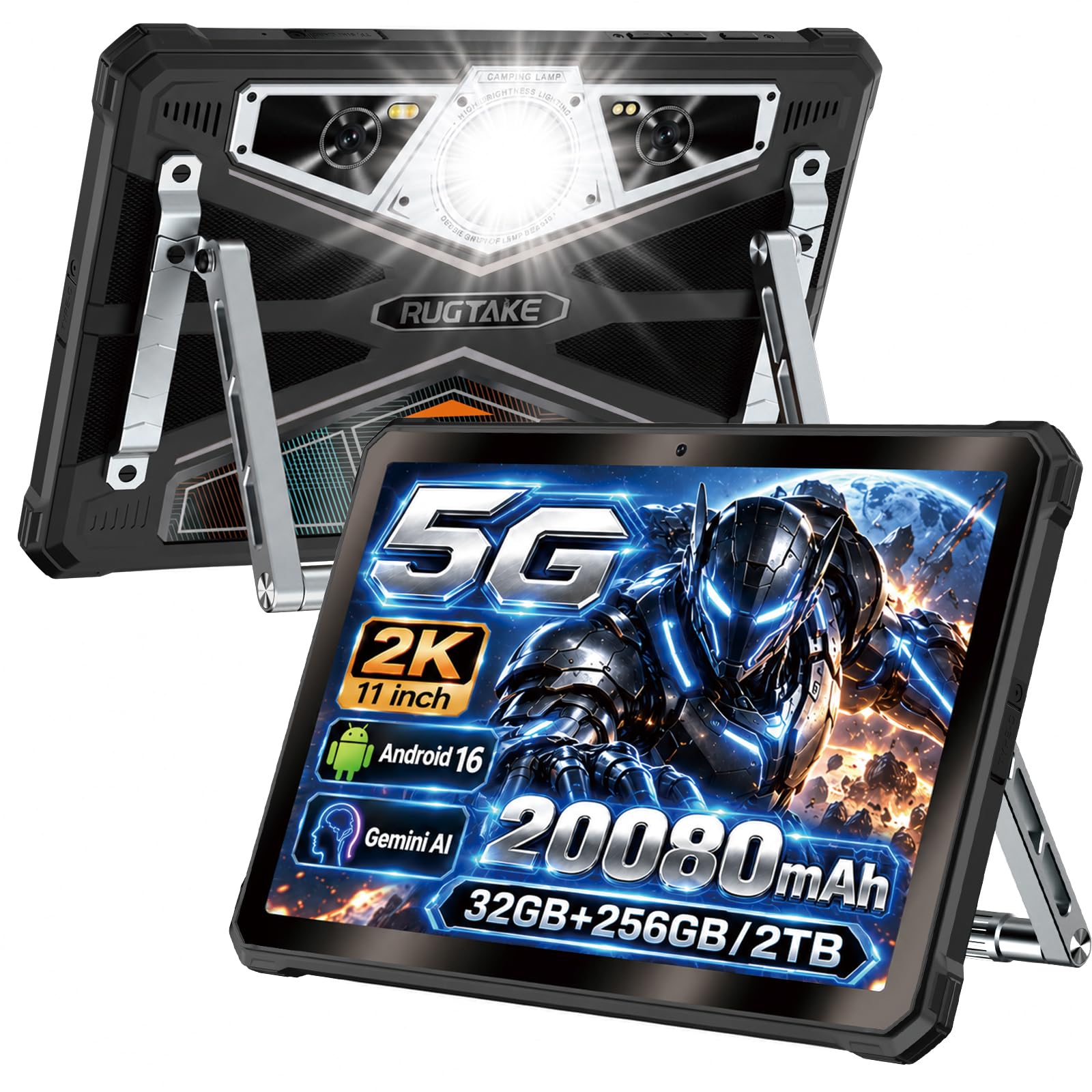 T5 Pro 5G Tablette Incassable Android 16, 32Go + 256Go ROM/TF 2To
