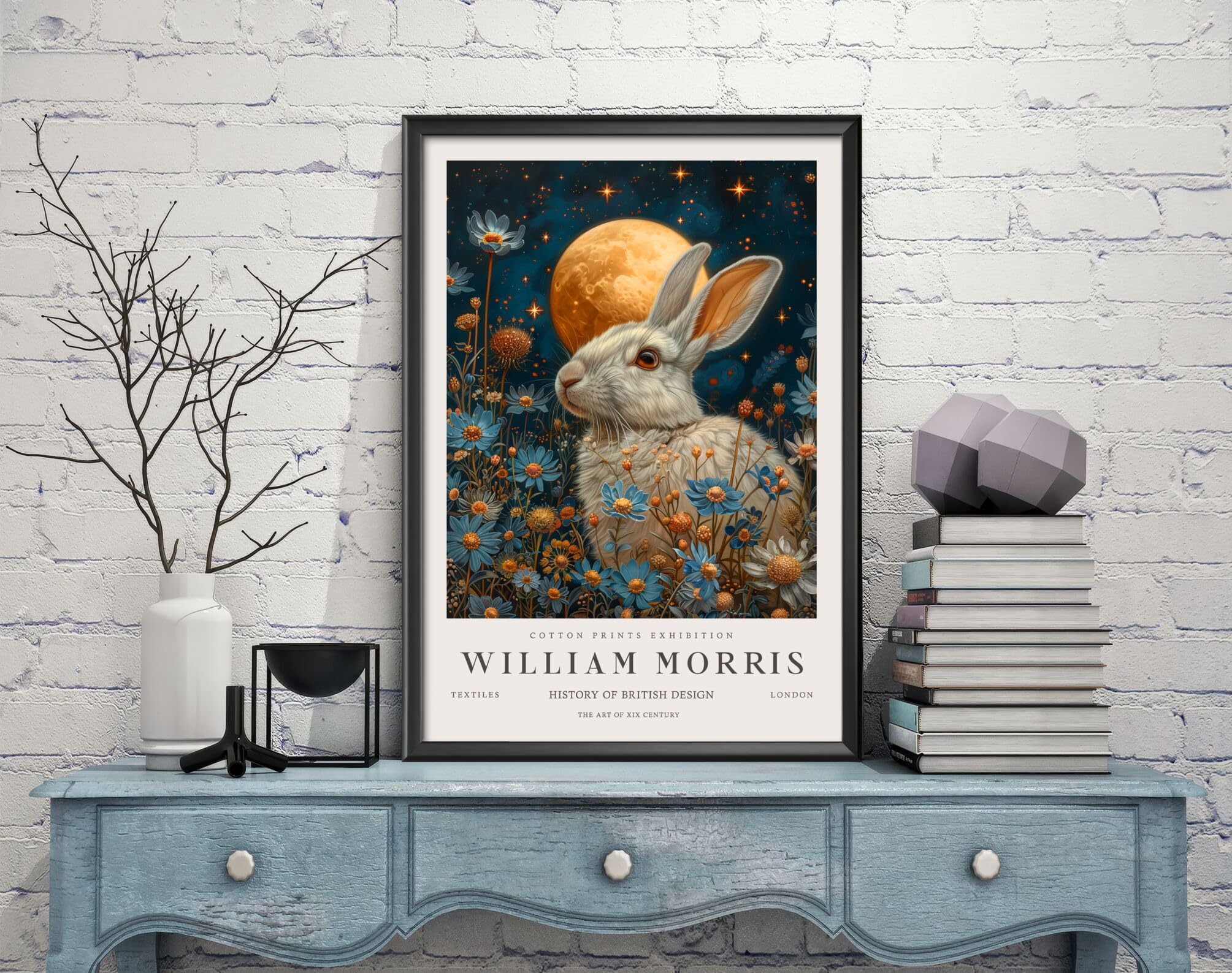 William Morris Rabbit, Hare, Bunny Print, William Morris Exhibition Print, William Morris Poster, Vintage Wall Art, Textiles Art,(B2_39) (A4-210 x 297 mm)
