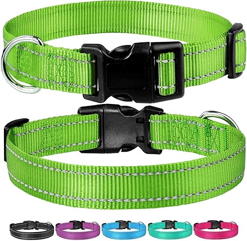 Vista 94 de Collar reflectante con hebilla para perro, ajustable, collares de seguridad de nailon para perros pequeños, medianos y grandes, color naranja
