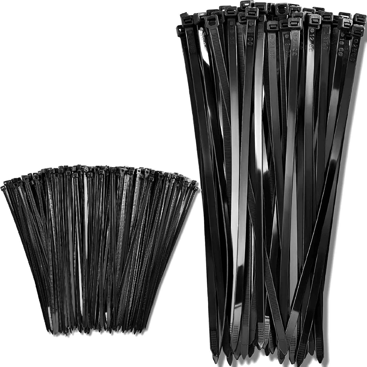 Bolt Dropper 15"and 8" Black Zip Cable Ties (100 Pack),120lbs Tensile Strength