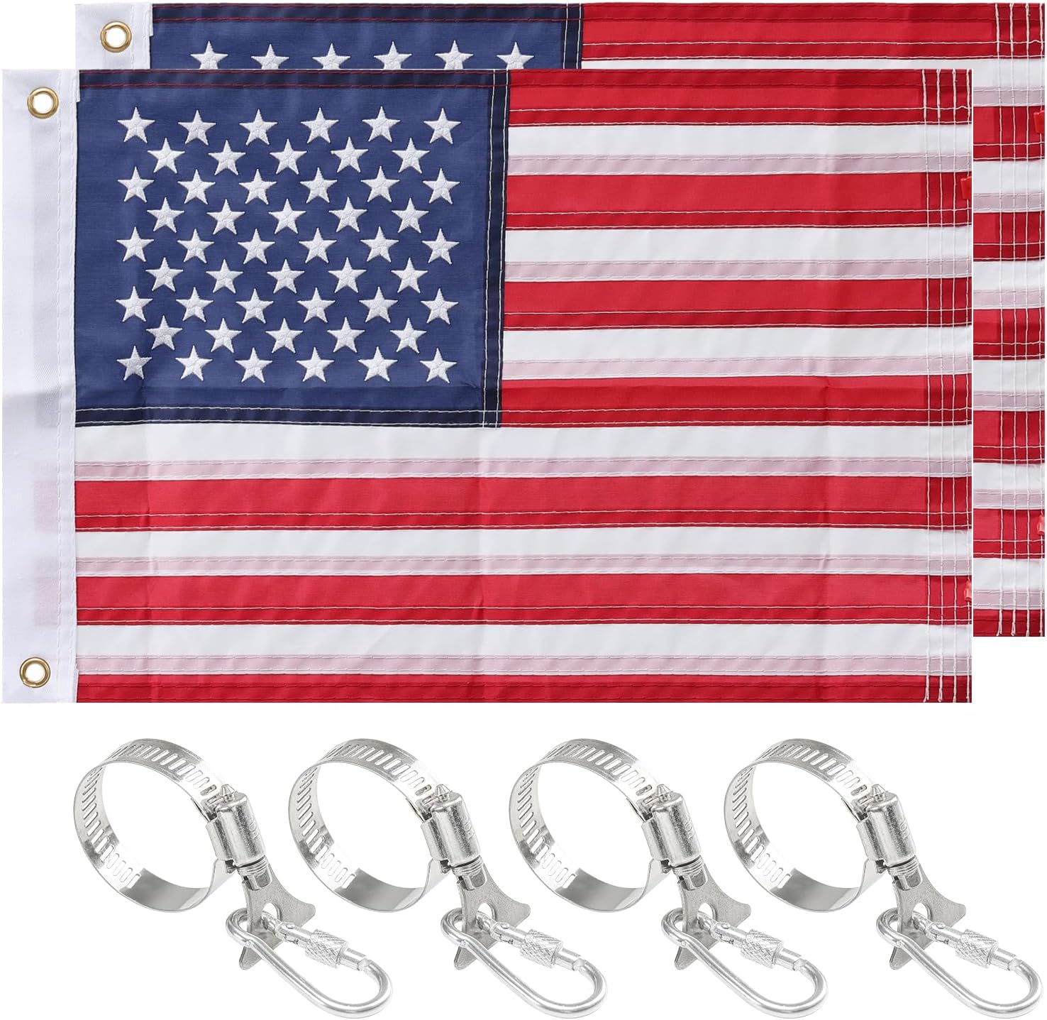 Small American Flag for Boat, 2 Pack American Flag Marine 12x18 Inches, Double Sided USA Flag with 2 Brass Grommets - Image 7
