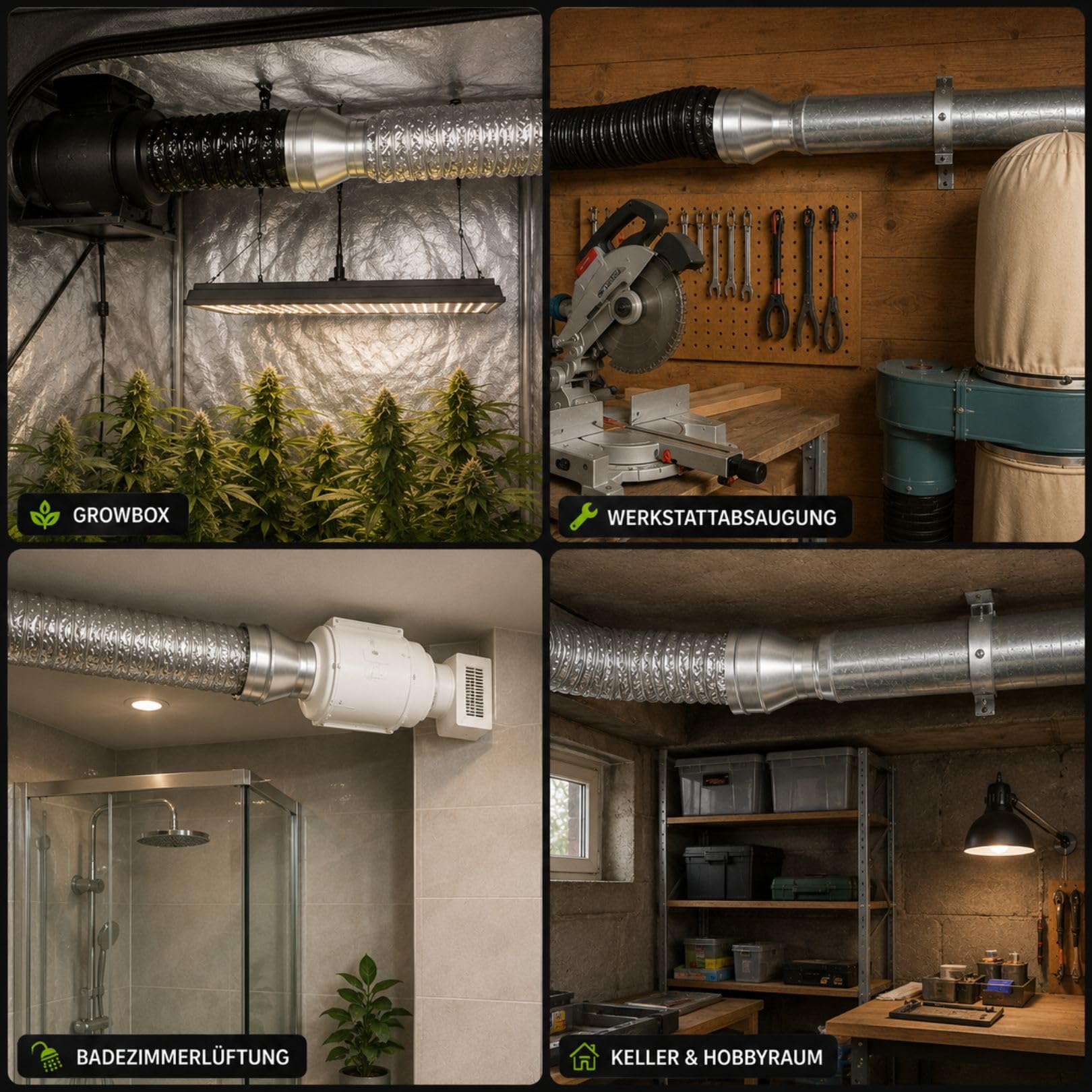 Weedness Anschluss-Reduzierstück 250 mm / 150 mm - Rohrlüfter Abluftschlauch Schlauch Klimaschlauch Indoor Anbau Homebox Lüftungsschlauch