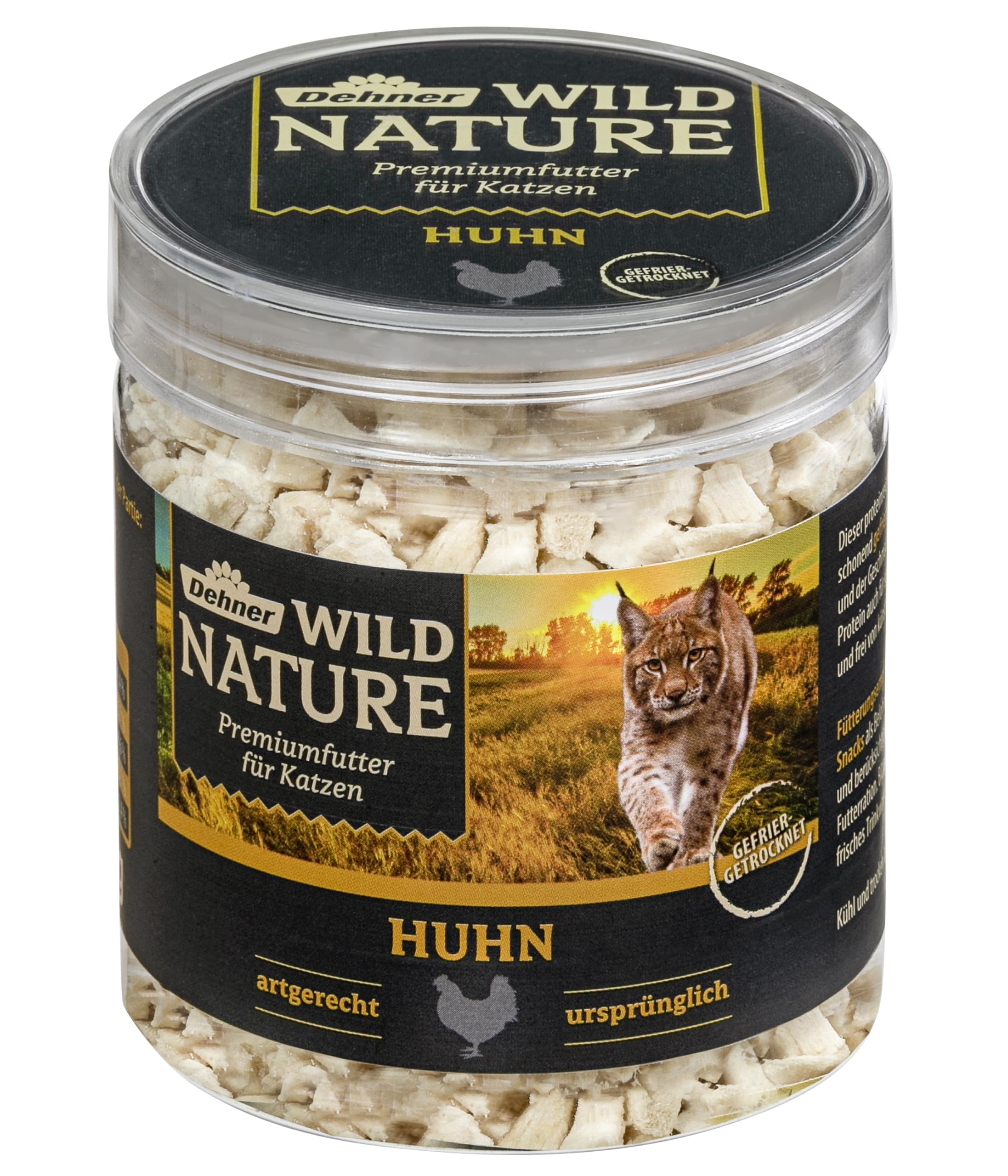 Dehner Wild Nature przekąska dla kotów, premium przysmak, bez glutenu/cukru, dla kotów wrażliwych na odżywianie, liofilizowana, kurczaka, 6 x 25 g (150 g)