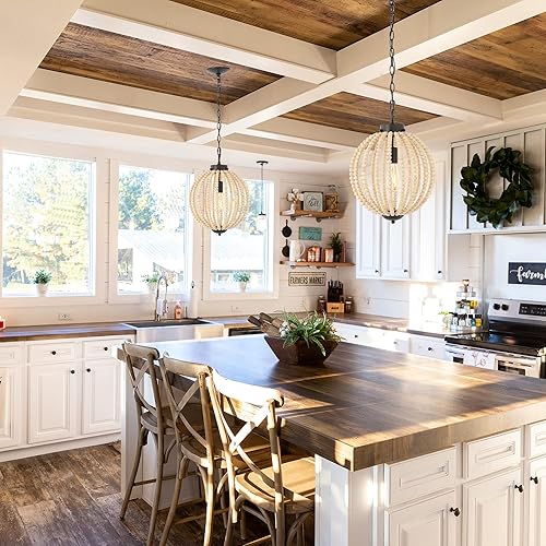 Miniatura 3 de JONATHAN Y JYL9930A Abril 12.5" 1-Light Rustic Bohemian Hierro/Madera Bead LED Colgante Contemporáneo, Moderno, Costero Dormitorio Sala, Bronce