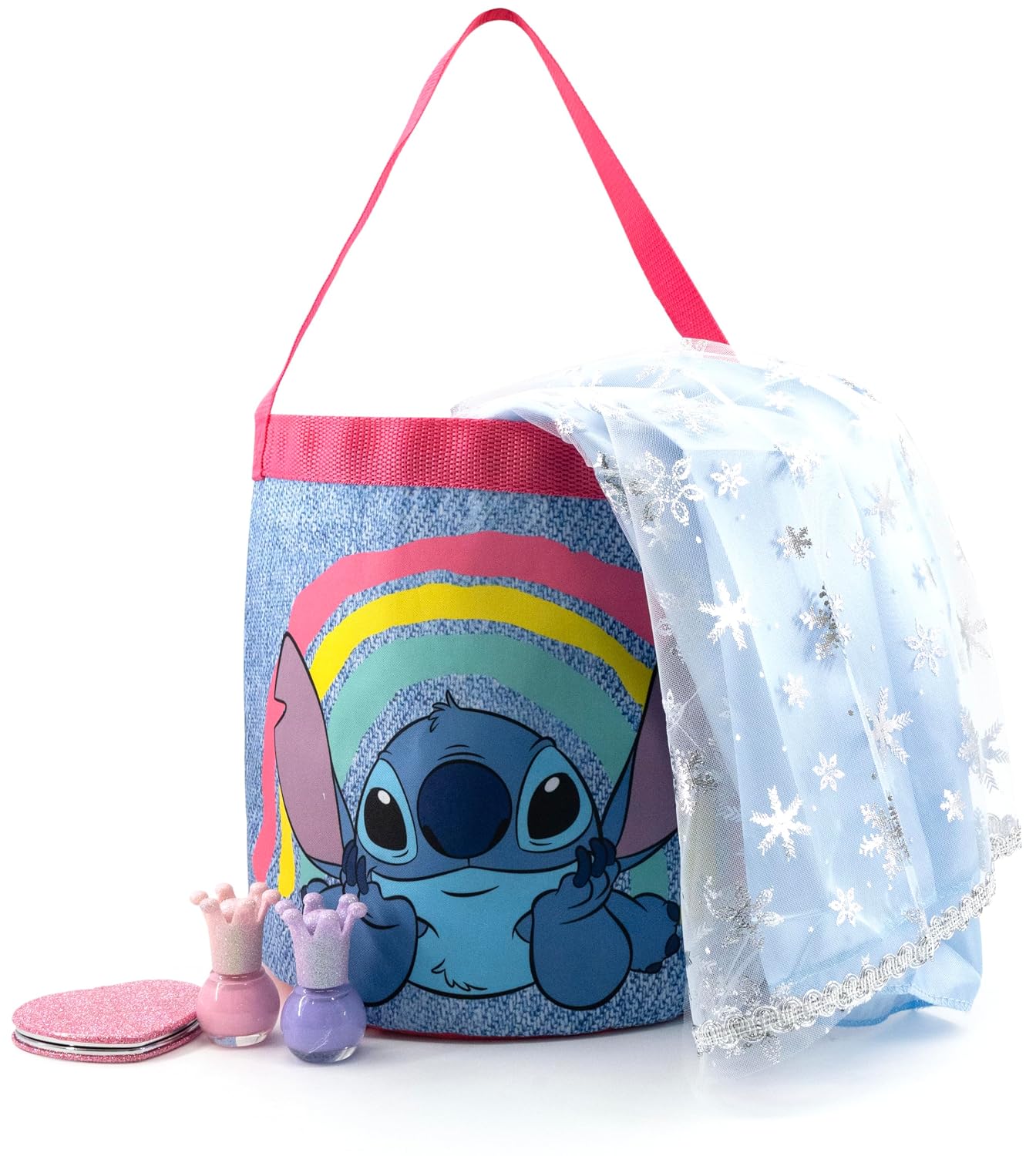 Disney Stitch Tote Bag for Kids | Collapsible Halloween Trick or Treat Bag, Candy Tote, and Reusable Easter Basket | Stitch Travel Tote, Shopping Bag, or Party Carryall | Ages 3+ image 3