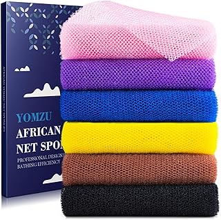 African Net Sponge Exfoliating Bath Sponge Scrubbing Long Rag Wash Shower Body Scrubber - 6 Pieces