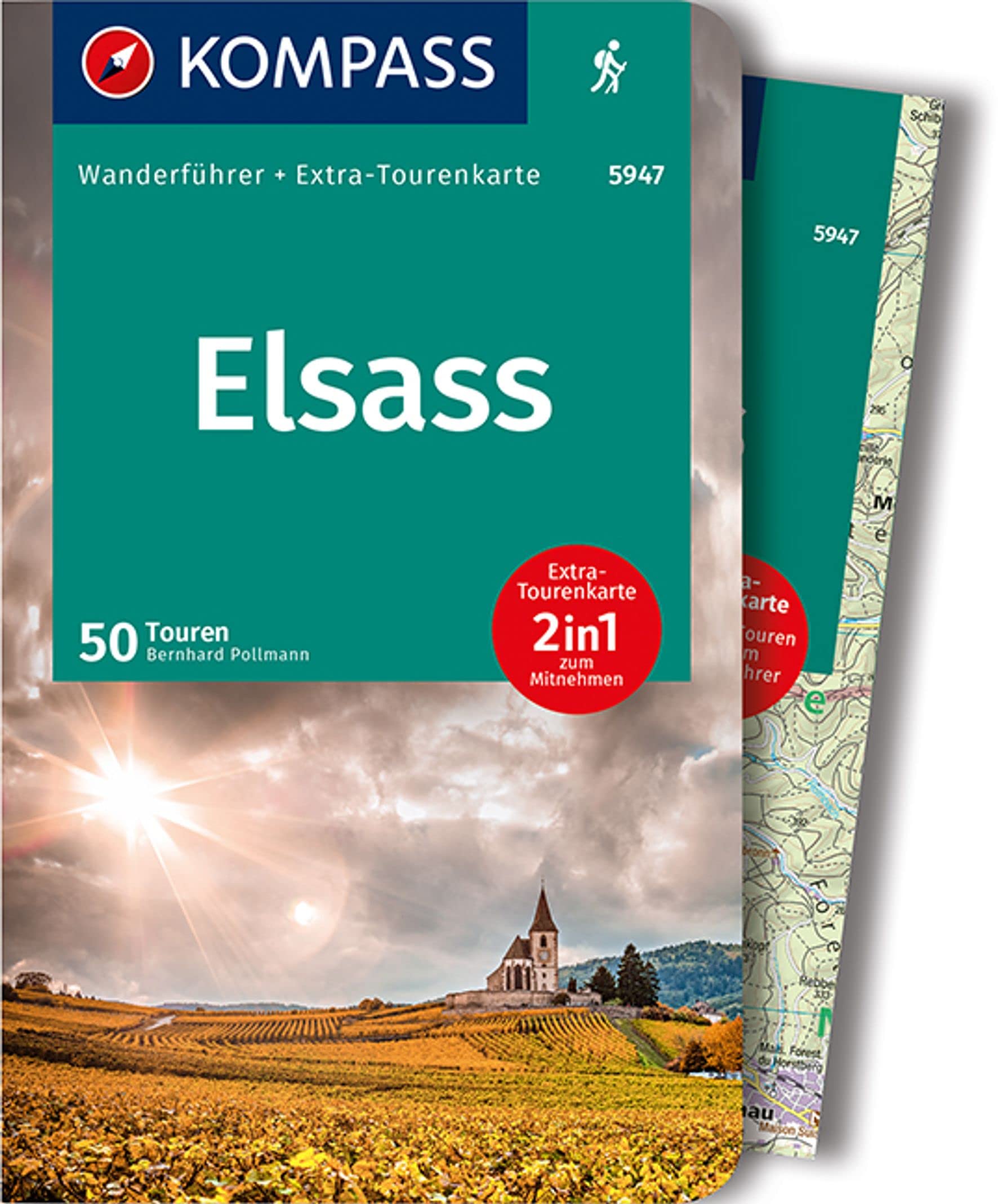 KOMPASS Wanderführer Elsass, 50 Touren: mit Extra-Tourenkarte, GPX-Daten zum Download