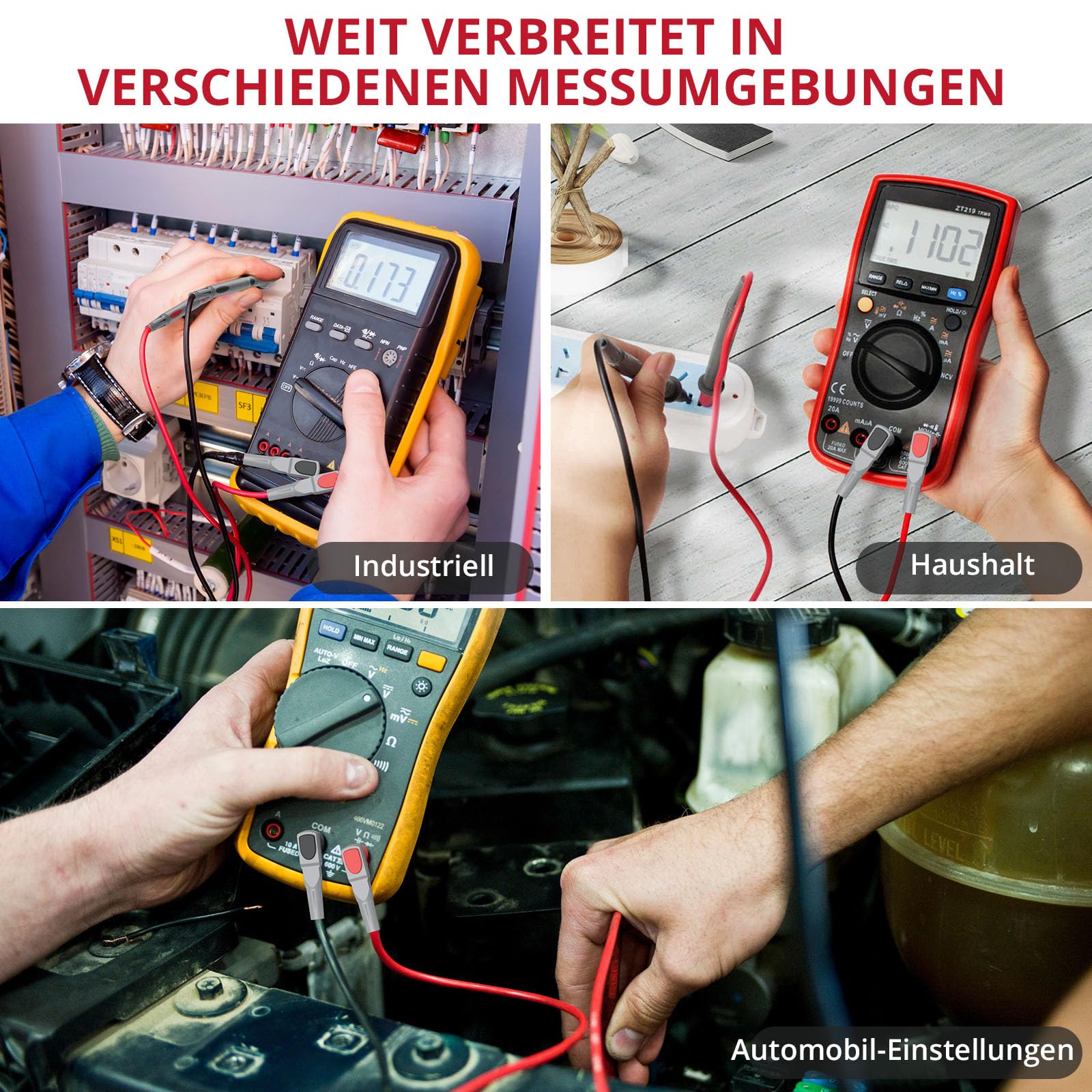 BINTA Multimeter Messleitungen Set 25-in-1 Elektro-Multimeter-Testkabel mit Krokodilklemmen, Testsonde, Federgreifer, Bananenstecker für Spannungskreistester