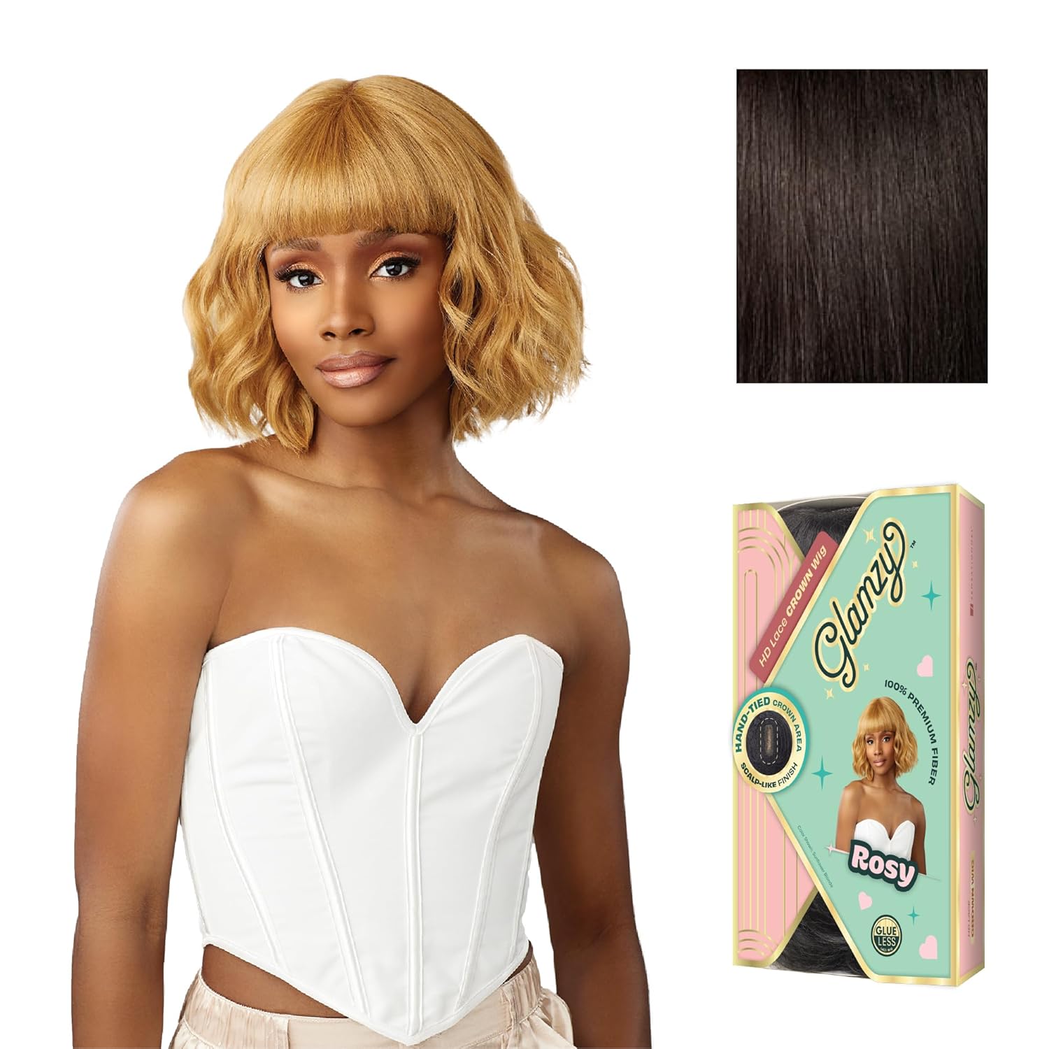 Sensationnel Glamzy Lace Crown Wig - Rosy Glueless Hand Tied CrownArea Synthetic Hair (2 DARKBROWN)