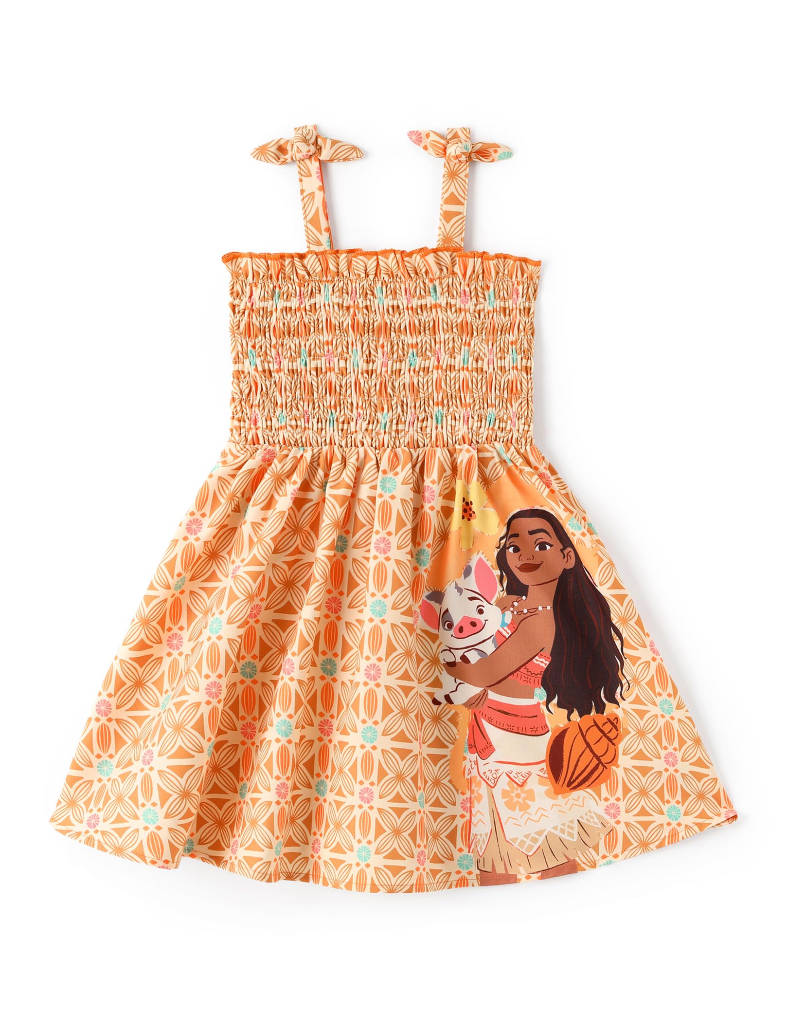 Disney Princess Frozen Elsa Minnie Stitch Toddler Girl Dress Bow Tie Straps Smocked Summer Outfit Birthday Party Clothes 2-9Y