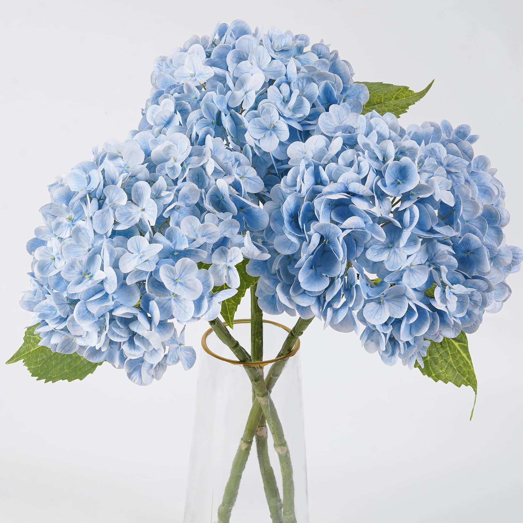 3 Pcs Blue Hydrangea Artificial Flowers 21 Inches Latex