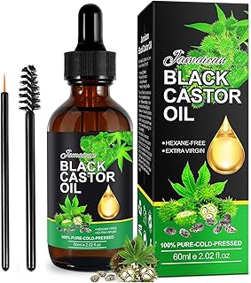 Jamaican Black Castor Oil, 100% Pure Cold Pressed Organic Castor Oil, Anti-Aging, Massage Essential Oil, Hair, Eyelashes, Eyebrow Growth and Regeneration Oil