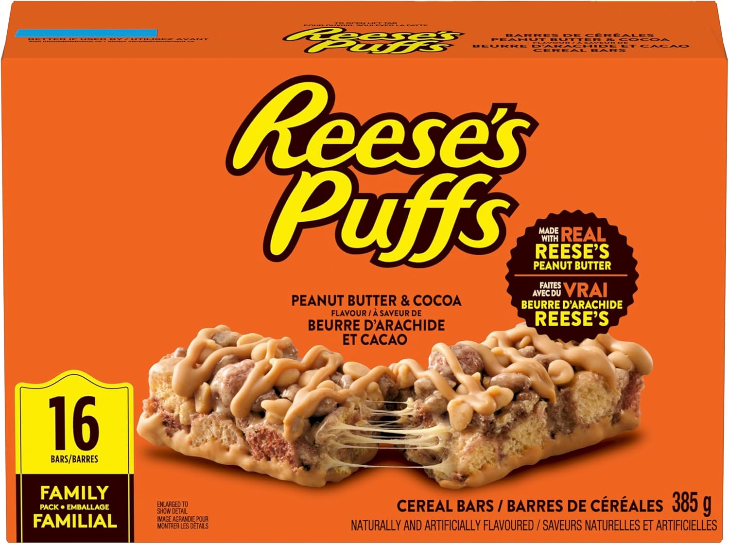 Reese's Puffs - Family Pack Size - Peanut Butter and Cocoa Flavour Cereal Bars, Pack of 16 Bars, Made with Real Reese's Peanut Butter - Image 5