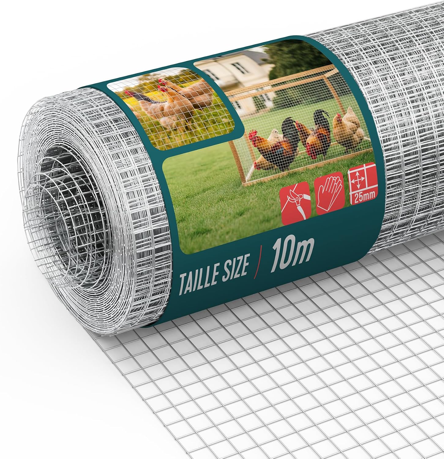 Grillage Soudé Galvanisé 0,5x10m Maille 25mm