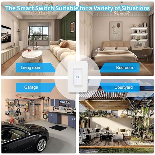 Miniatura 6 de Milfra Interruptor inteligente táctil de un solo polo, interruptor de luz inteligente, interruptores de luz WiFi inteligentes, interruptor