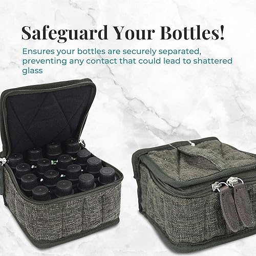 Miniatura 2 de Estuche de transporte de aceite esencial de cáñamo con capacidad para 16 botellas de 0.5 fl oz, Oliva oscuro, Viajes