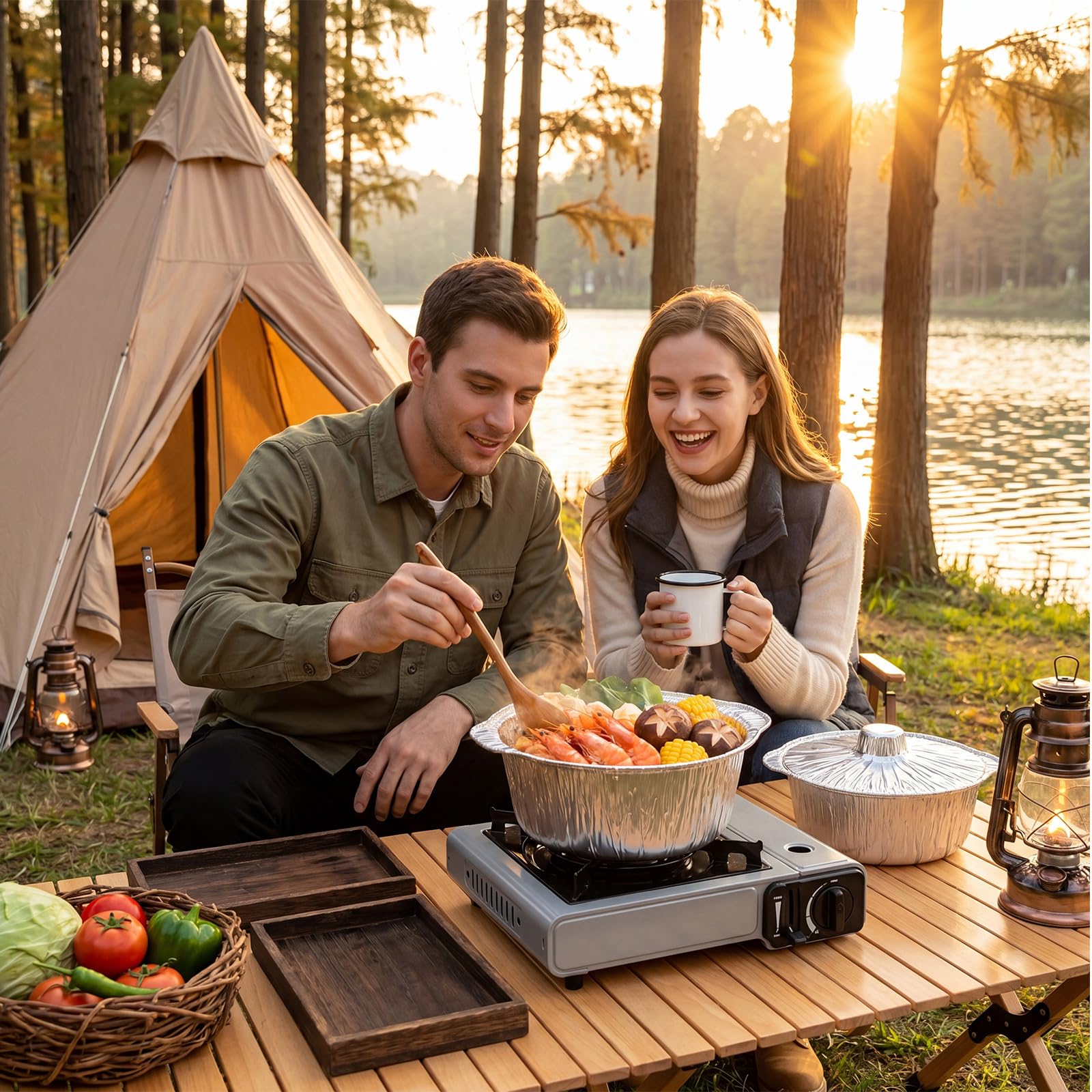 Ziliny Einweg-Kochgeschirr aus Aluminium mit Deckel, runde Folienpfannen, Einweg-Kochgeschirr, Lebensmittelbehälter für Urlaub, Reisen, Camping, Backen, Heizen, Kochen (958 ml, 1,9 l, 3450 ml)