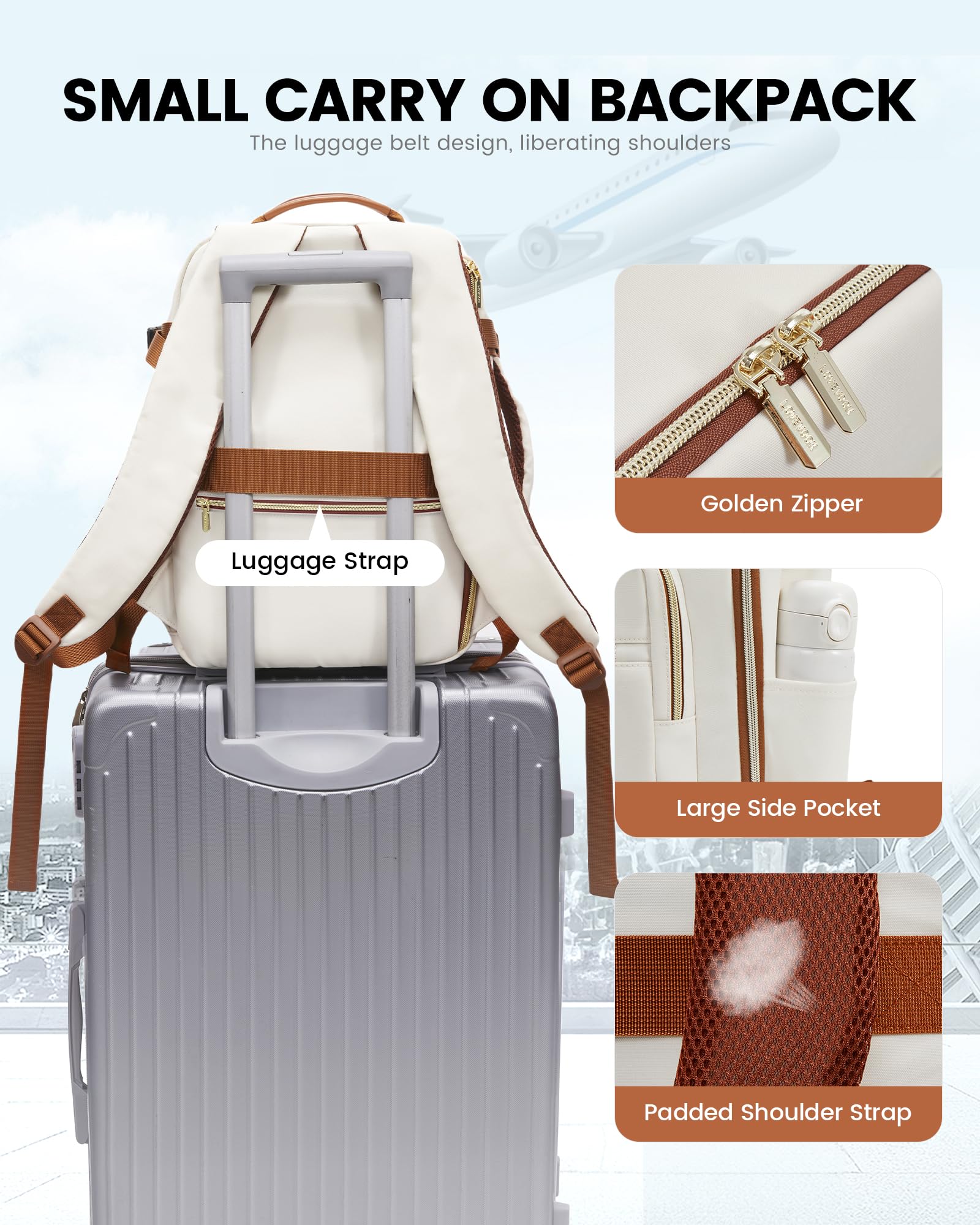 LOVEVOOK Ryanair plecak 40x20x25, Bagaż Kabinowy Samolot Kabinowy Plecak Podróżny 40x30x20 Bagaż Podręczny Mała Walizka Kabinowa dla Wizz Easyjet, Damska 14-calowa Torba Robocza na Laptopa
