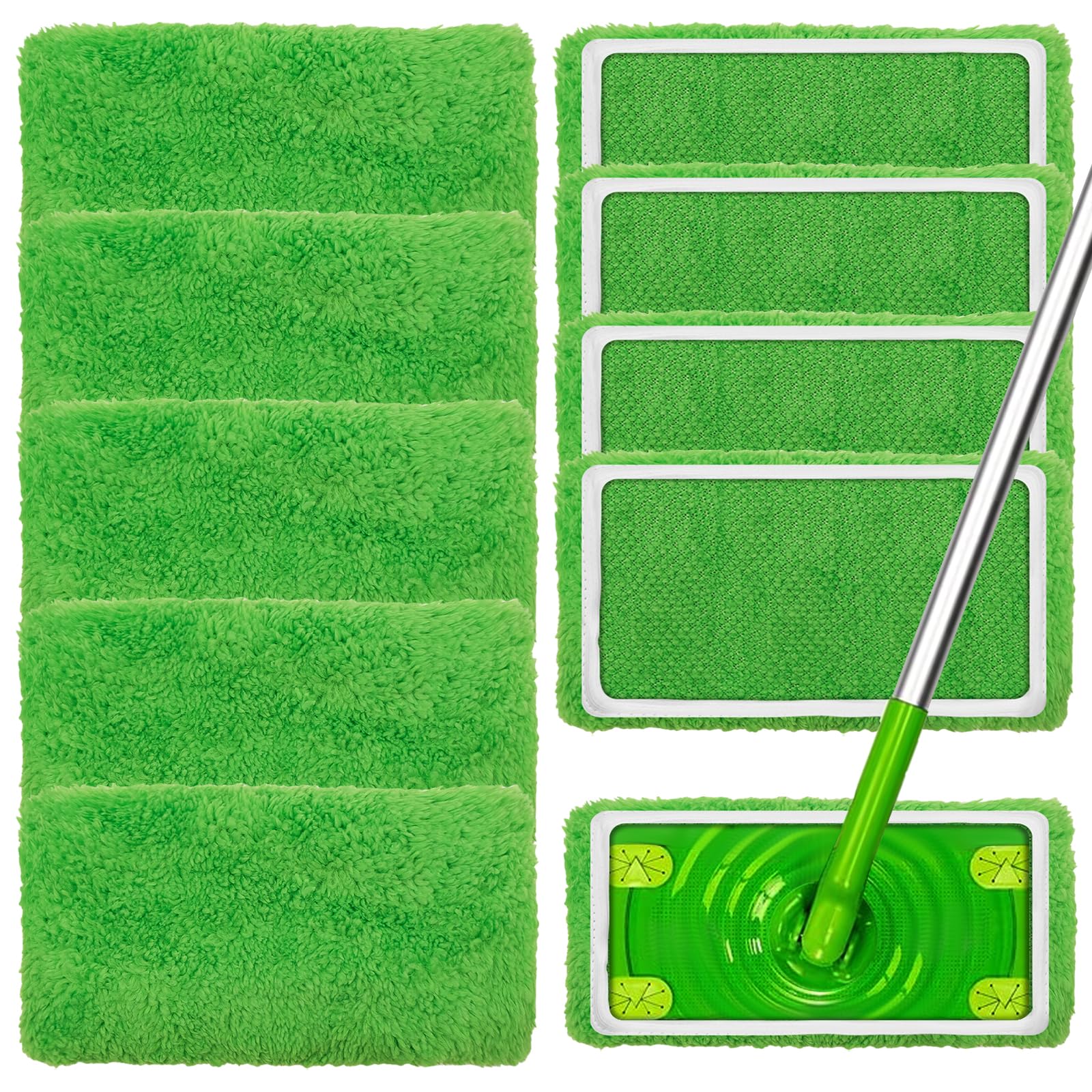 10 Unidades Toallitas de Microfibra para Mopa Swiffer, Paños Recambios de Mopa Lavables Reutilizables Toallitas para Secas y Húmedas