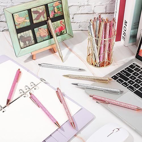 Miniatura 4 de Leinuosen 20 bolígrafos retráctiles de metal para escribir cómodos, bolígrafos de regalo de tinta negra con punta media para suministros de oficina