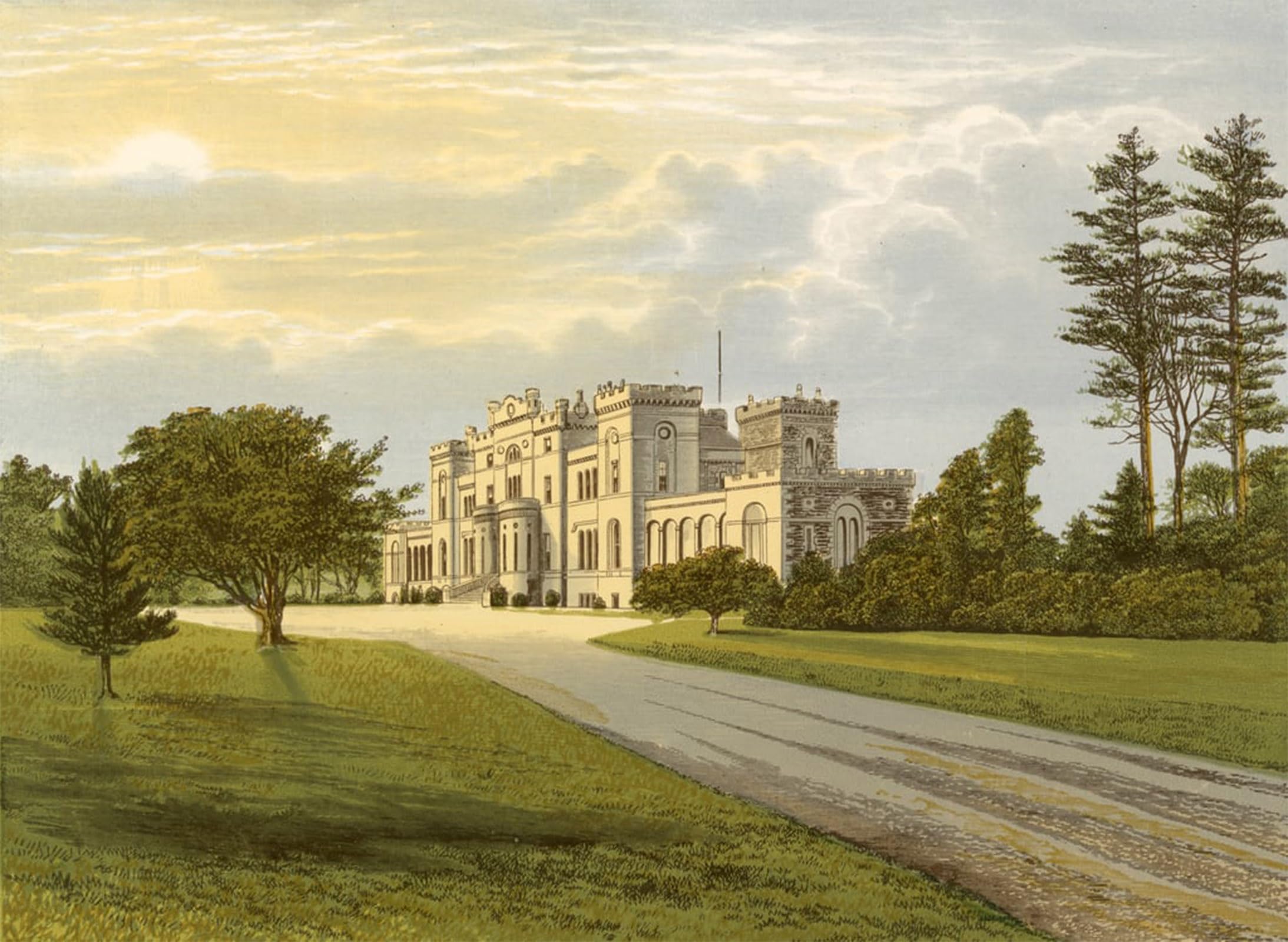 ARTXLXXBN Famous Painting Canvas Artwork Graffiti Print Rossie Castle by Alexander Lydon Portrait Canvas Image for Home Decor 60x90cm
