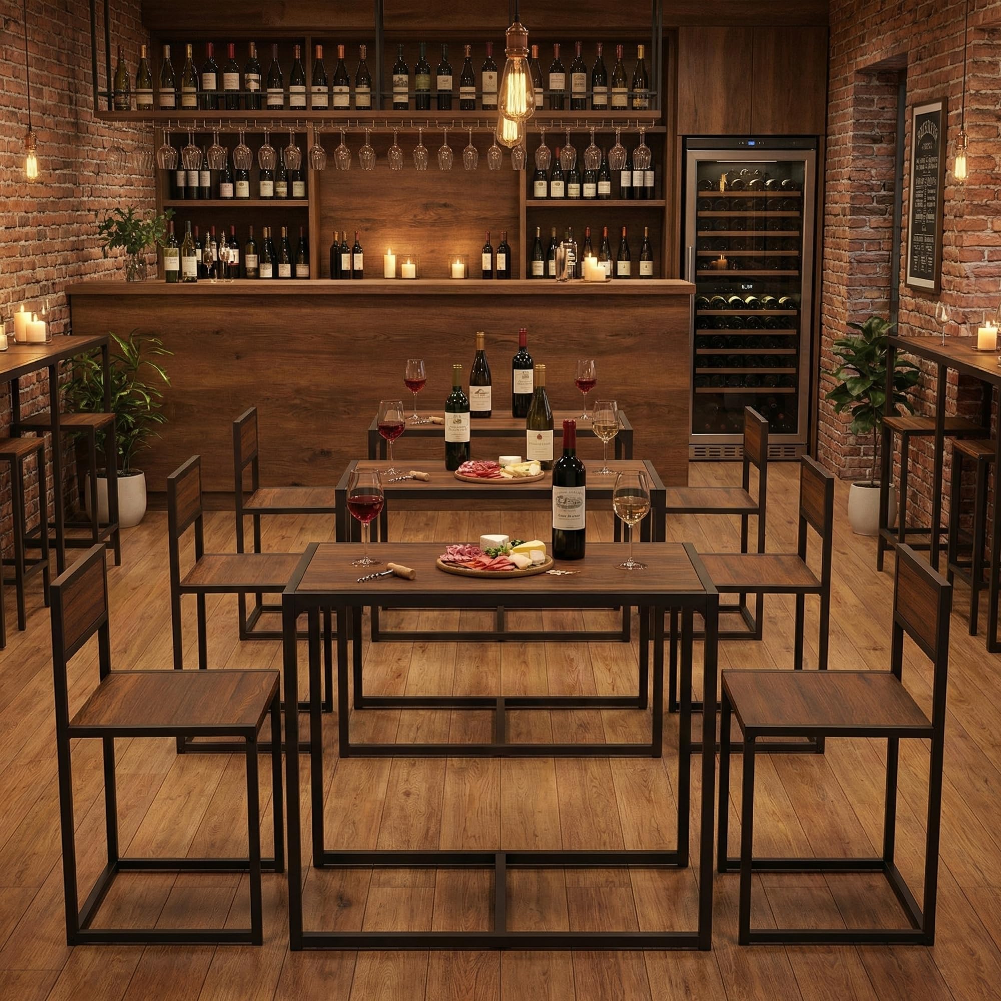 yelloo - Tavolo Bar con Sgabelli Salvaspazio, Angolo Bar per Casa, Tavolino Bar uso Interno, Ideale per Birreria, Pizzeria, Perfetto per Arredare Casa con Stile (Siena - Tavolo + 2 Sedie)