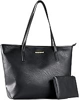 Montana West Vegan Leather Tote Bag for Women - Spacious Top Handle Shoulder Purse with Matching Pouch