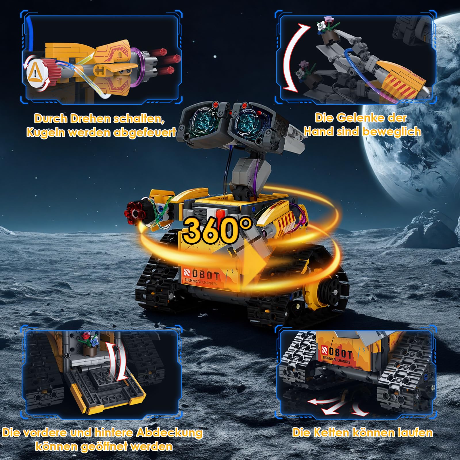GuKKK Technik Roboter für Kinder Bausatz, 5-in 1 Programmierbarer Roboter Bausatz mit App & Fernsteuerung, Programmierbares Bauspielzeug, Kreative Geschenke für 6-12+ Jahre Alte Jungen(673 Stück) (A)