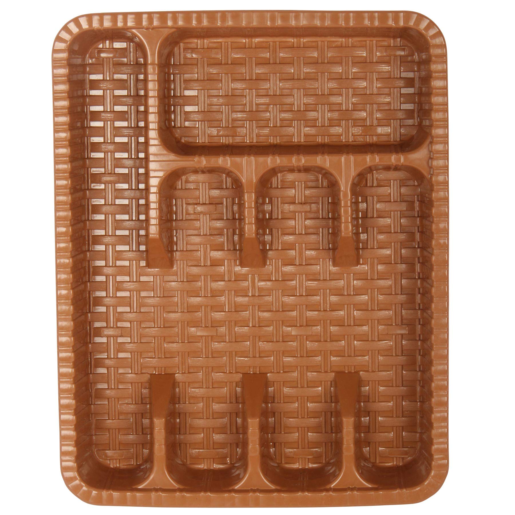 Jolie Max Cappuccino Kitchen Cutlery Tray. 5 Compartment Plastic Drawer Organizer Holder. (Cappuccino)