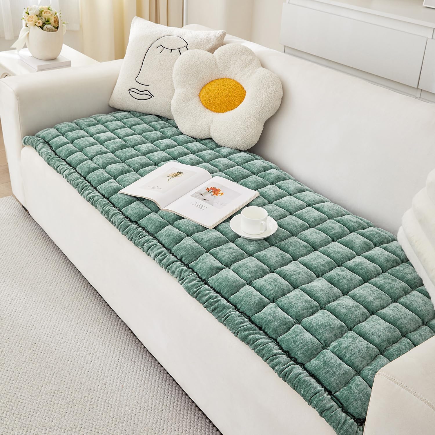 Dog Couch Cover Protector, Heavy Pet Couch Covers, Couch Covers for Dogs Washable, Non-Slip Pet Bed Mat Sofa Covers Couch Cushion Covers (Green, 27.6" x 82.7") 27.6" x 82.7" Green