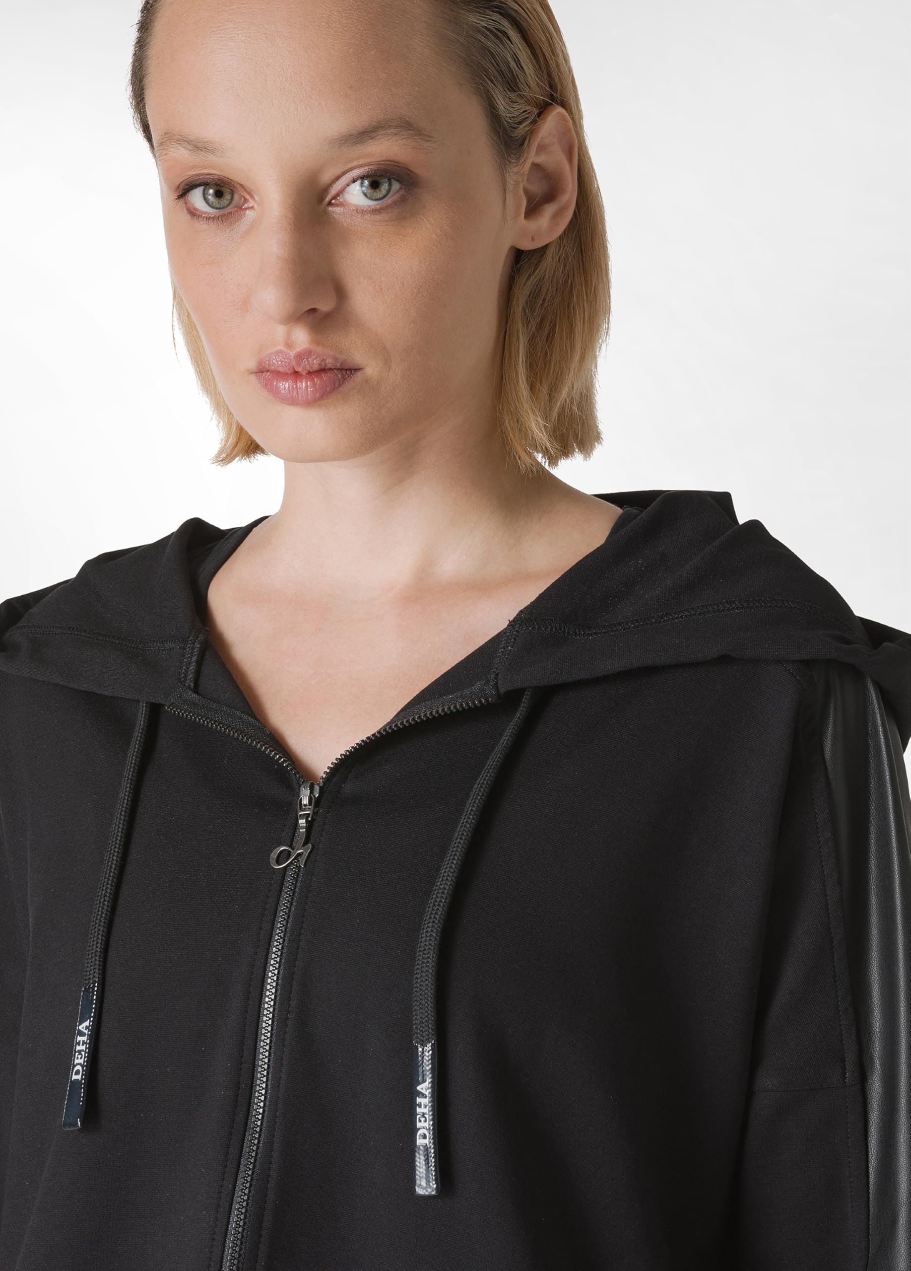 DEHA - Felpa Faux Leather Trims Jacket in Viscosa per Donna