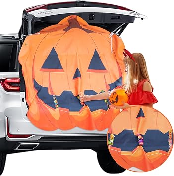 Halloween Pumpkin Car Banner - Halloween Pumpkin Polyester Fabric Banner with String Glue, Durable Fade-Resistant Decoration for Car Exterior Archway Garage Porch Backdrop Party Decor Supplies