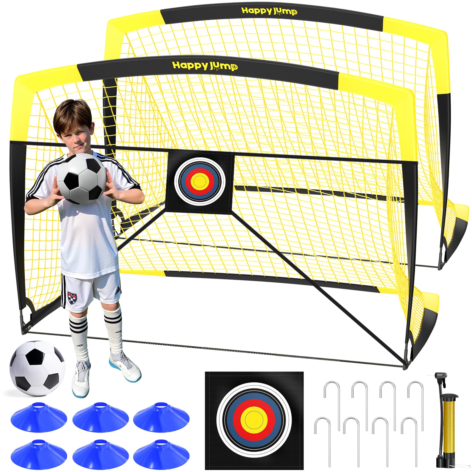 Photo 1 of Happy Jump Portable Soccer Goal 7x5 & 5x3.6 FT, Large-Frame Training Net