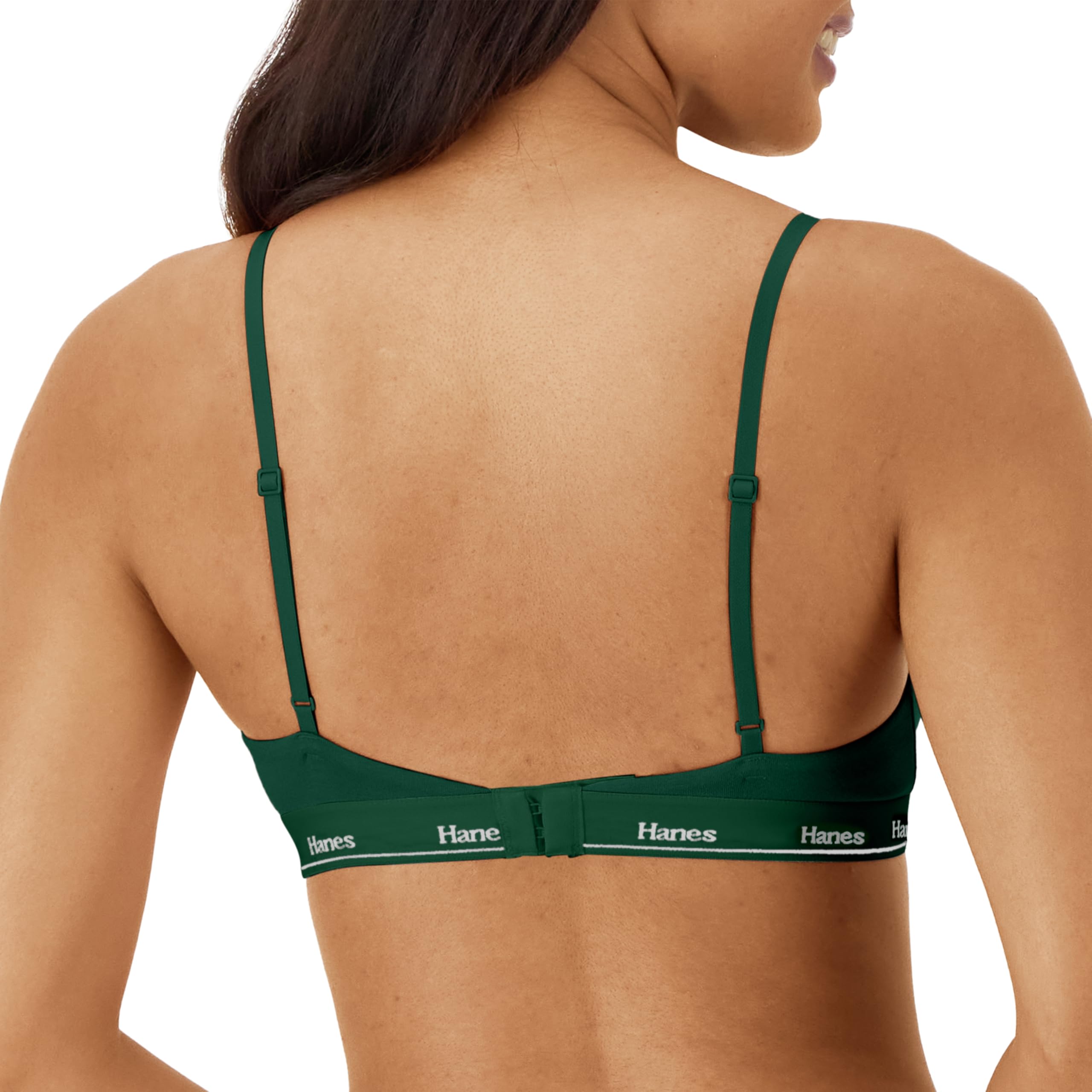 Hanes Women's Triangle Bralette Pack, 2-Pack, Originals Breathable Stretch Cotton Bras for Women, Wireless Bra: Twill Plaid Print/Grasslands Green XX-Large