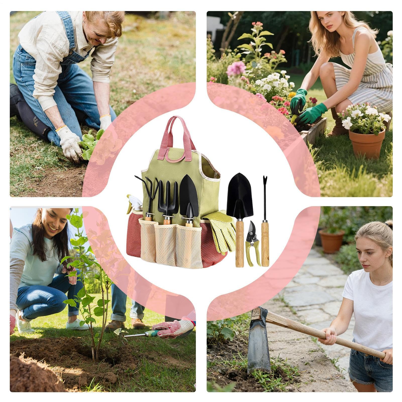 Ensemble d'outils de jardinage | 9 Pièces Ensemble De Plantation Pour Femmes,Équipement De Jardinage Multifonctionnel - Pour Couper Soins Creuser Désherbage Pelouse Jardin Serre