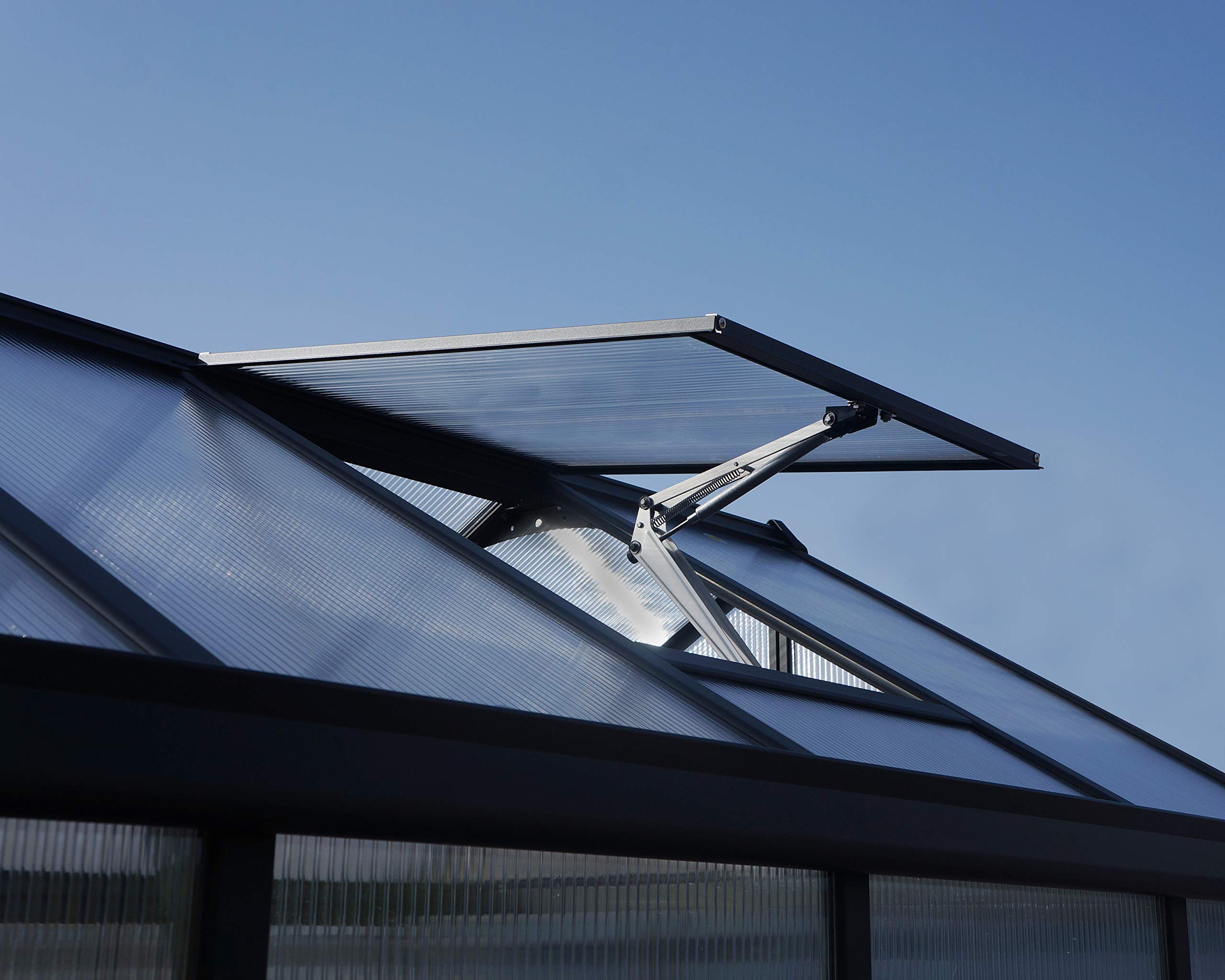 Palram Glory Gewächshaus - 10 mm Polycarbonat & extra dicker Aluminiumrahmen - Die solide Wahl des Gärtners, grau, 483.5 x 244.5 x 268.5 cm