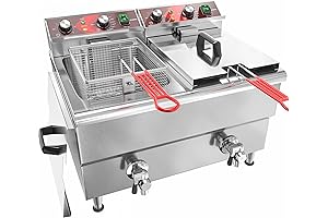 Commercial Fryer Dual Tank Deep Fryer Electric Stainless Steel 24L with Filtration