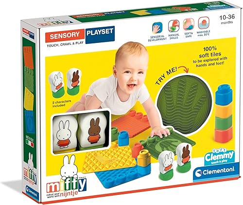 Clementoni - 56186 - Soft Clemmy - Miffy Sensory Playset - Blocks for Kids, Blocks and Miffy Character, Dutch Language, Educational Toys 18-36