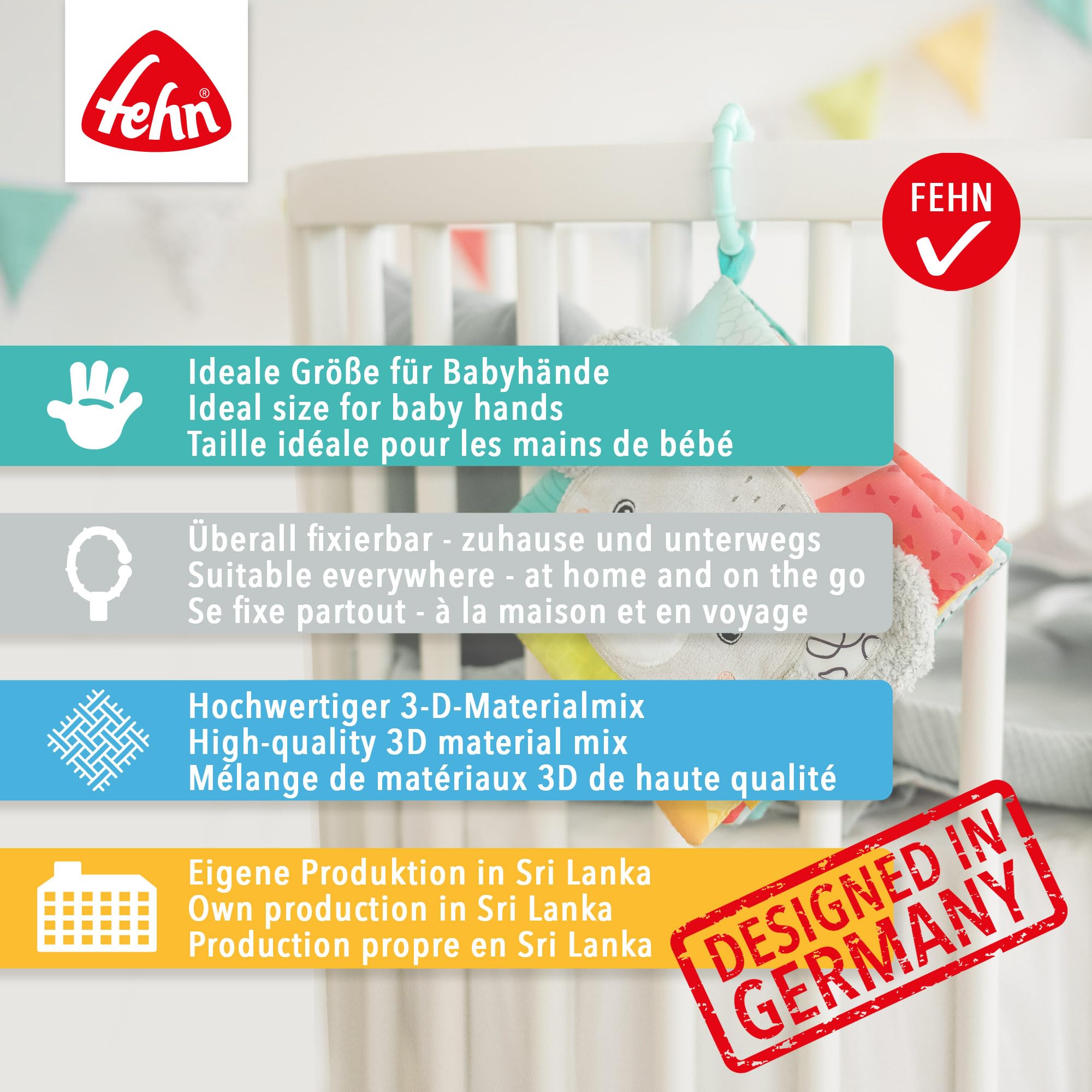 Fehn Stoffbuch Otter – Fühlbuch mit Tier-Motiven: 8 Seiten mit spannenden Farben & Funktionen zum Fühlen, Greifen und Staunen - ein perfekter Begleiter für zuhause & unterwegs