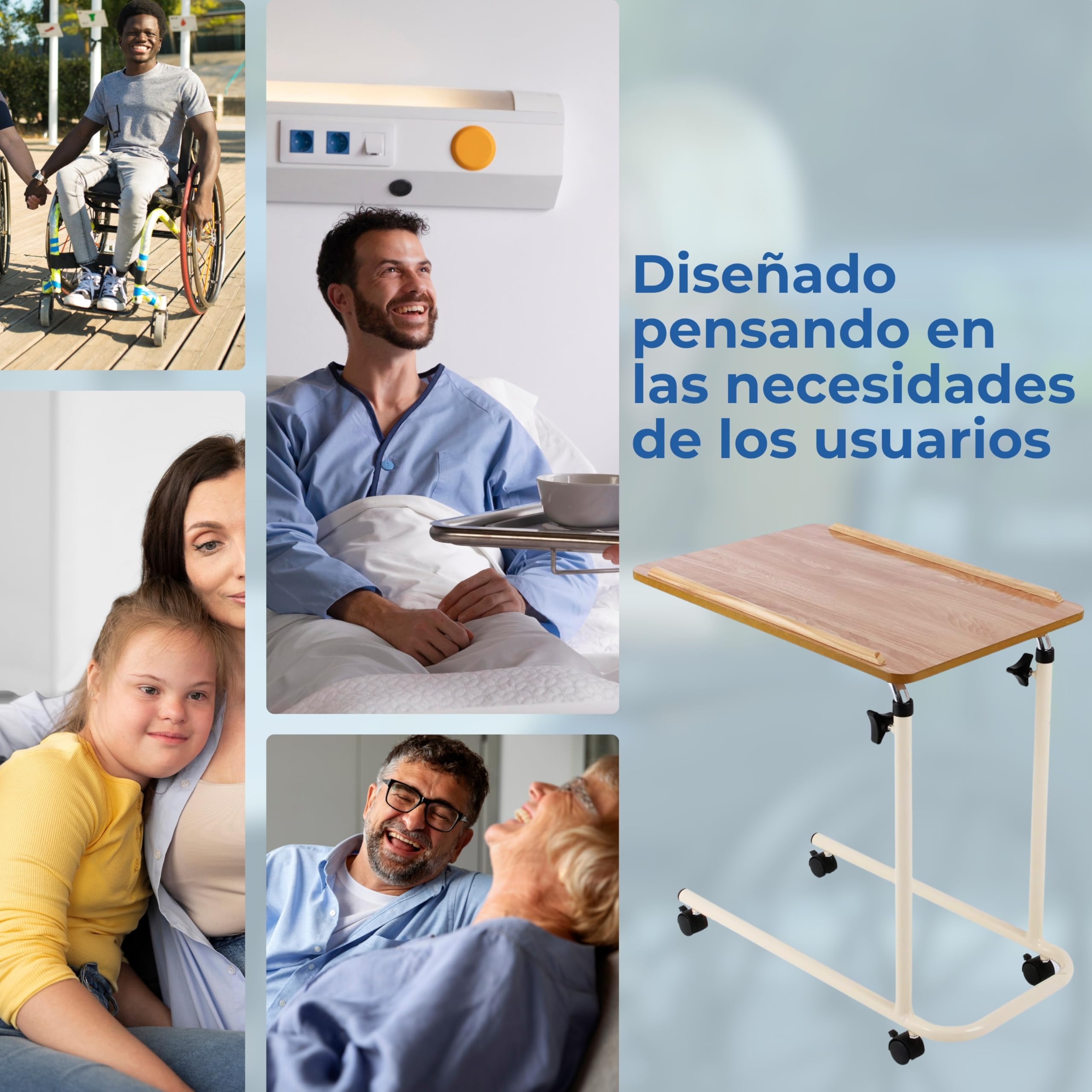 Patterson Medical - Mesilla auxiliar para cama, con ruedas
