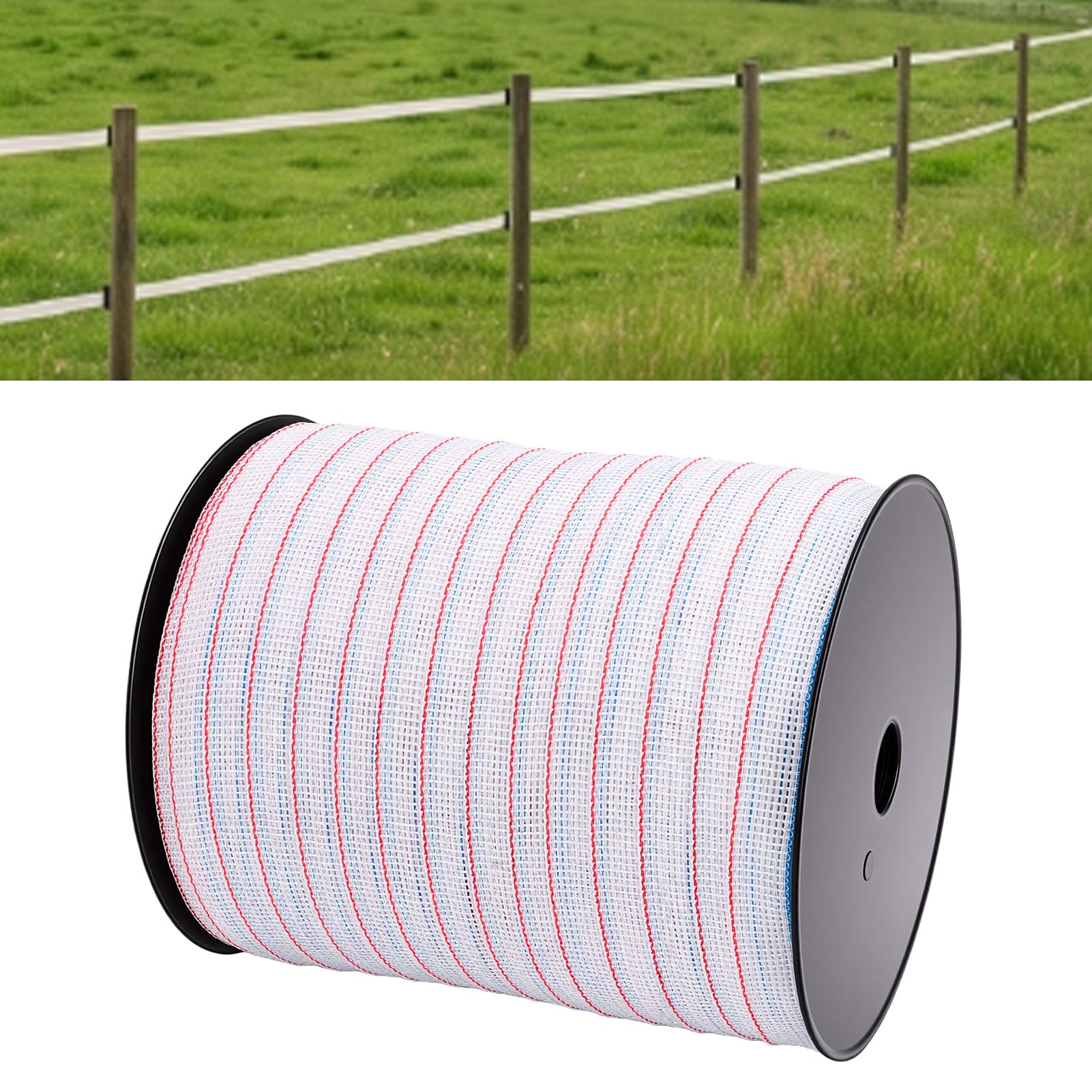 Bewinner Cinta para Cerca Eléctrica, Hilos de Acero Inoxidable de 1312.34 Pies, Cinta para Cerca para Ganado de Alta Visibilidad, Conductividad Confiable para Cercas para Caballos, Portátil, 400 M