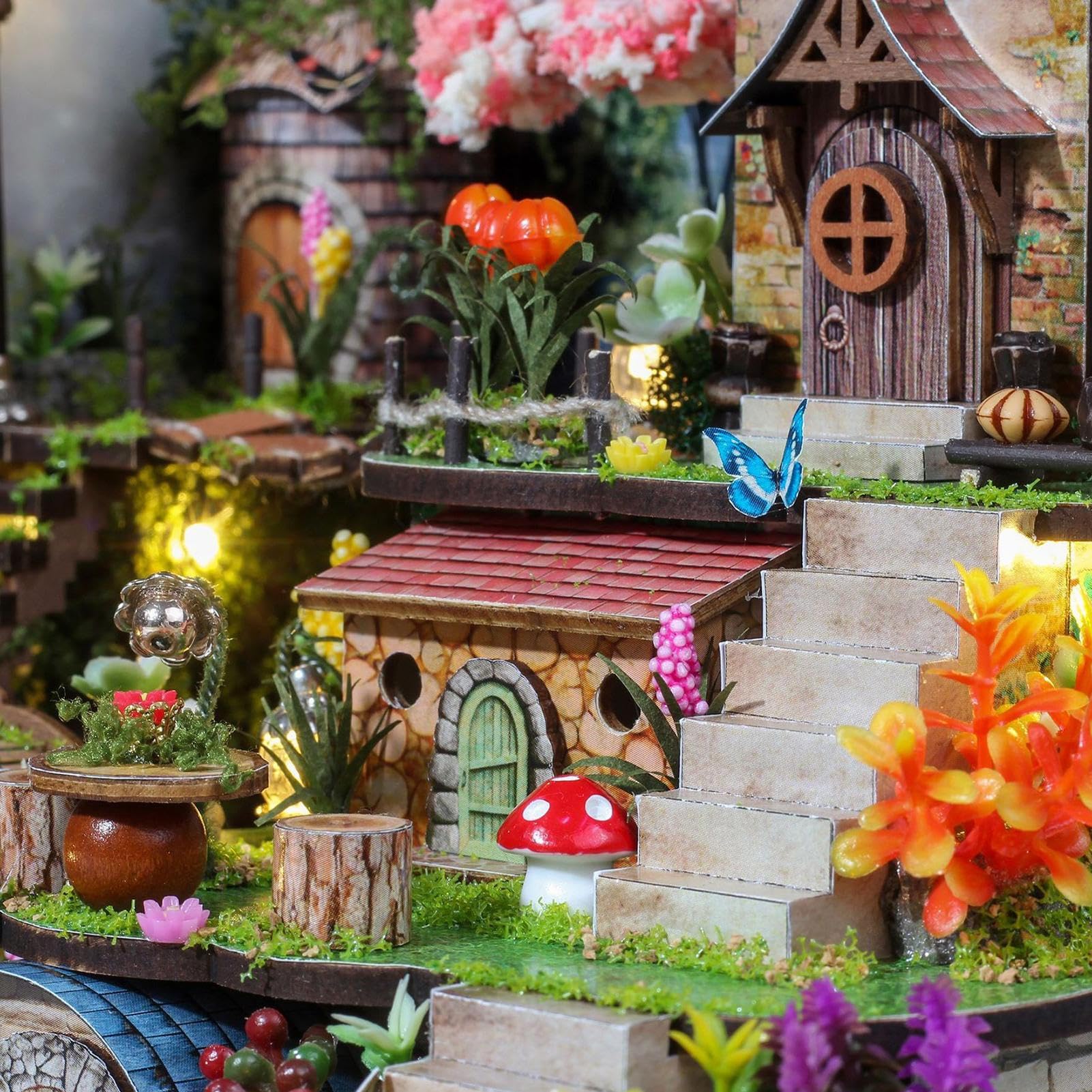 Mini-Nook-Bausätze für Erwachsene Kreativer --Szene-Bausatz | Handgefertigte Blumenhaus-Deko Für Erwachsene, Jugendliche, Bibliothek, Schlafzimmer, Bücher-Display, Feiertage,