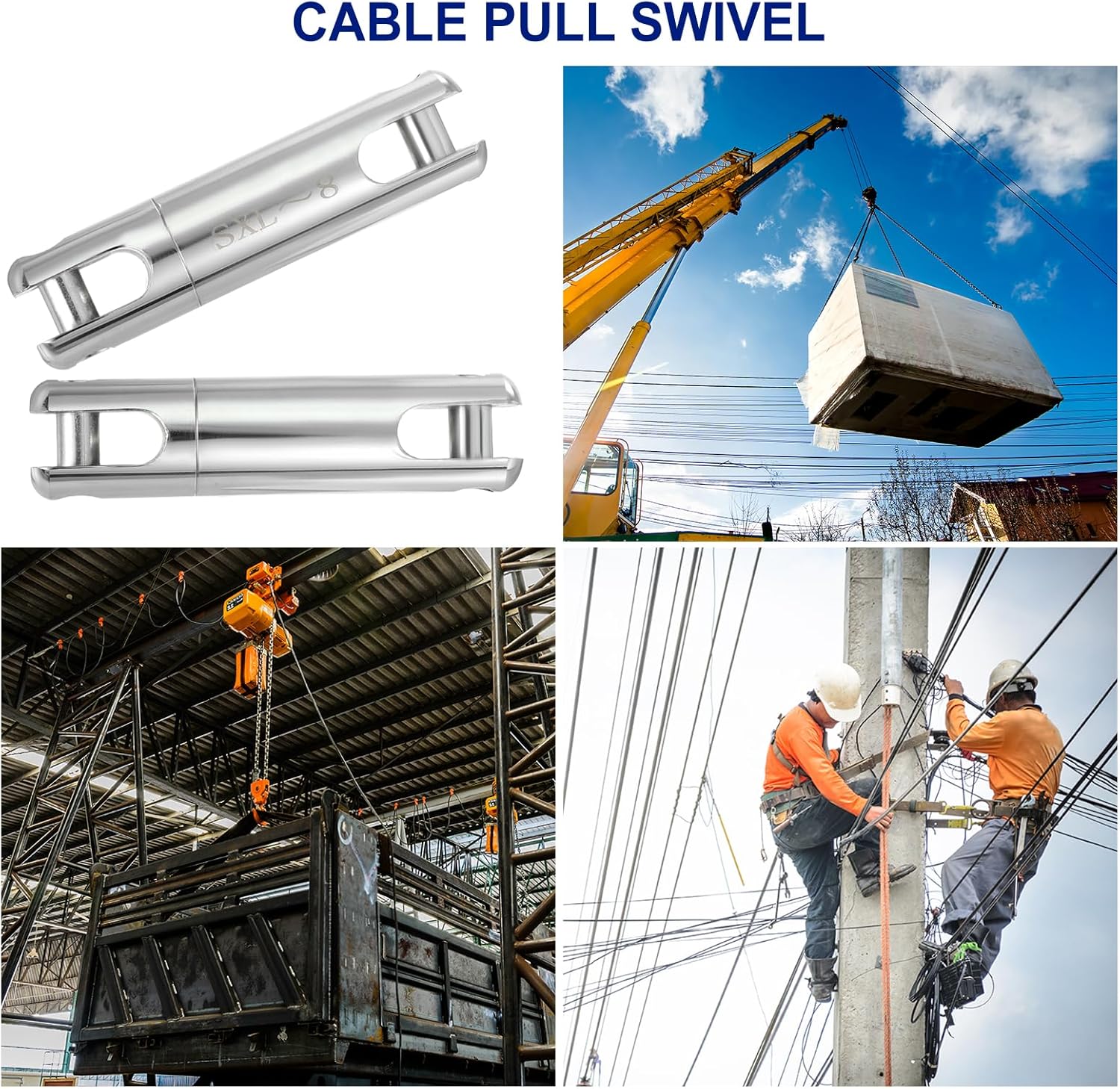PATIKIL 8 Ton Cable Pulling Swivel, Alloy Wire Puller Cable Pulling Grip Swivel Wire Bearing Breakaway Tool Wire Line Rope Ball Bearing Swivel for Electricity Construction Home (17636 Lbs) - Image 6