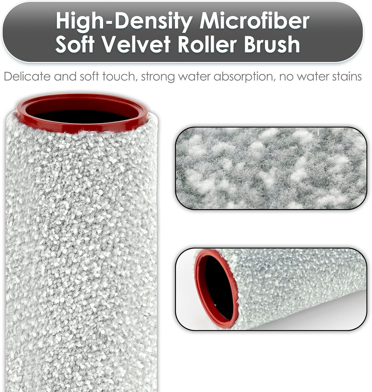 (2 Pack) H15 Pro Replacement Brush Rollers (Excluding Handle) for Dreame H15 Pro/ H15 Mix/ H12 Pro FlexReach (NOT FOR H12 PRO), for Mova X4 Pro Wet Dry Vacuum Cleaner, Roller Brush Accessories