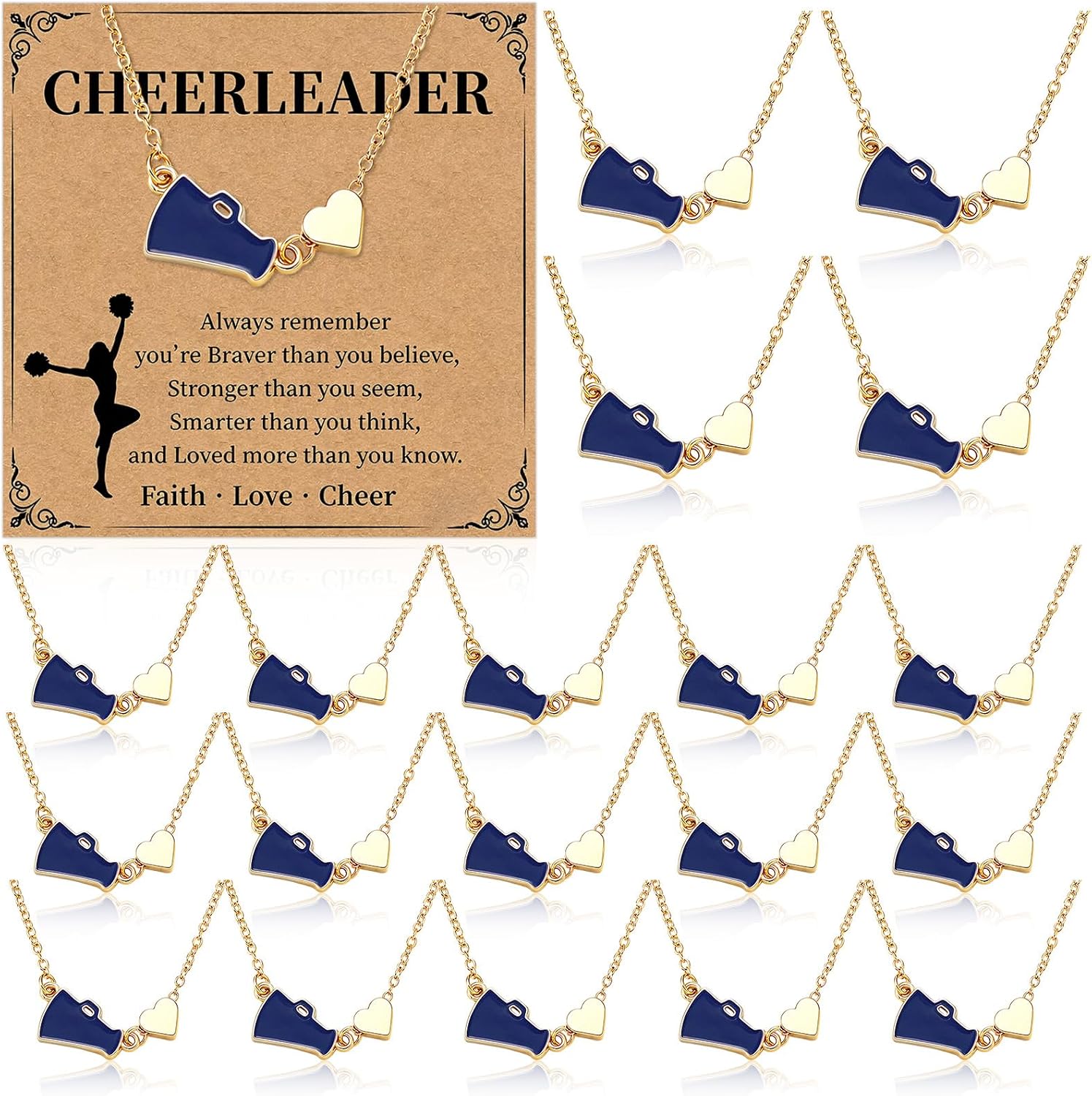 20 Pack Cheerleader Gifts Bulk Necklaces for Team