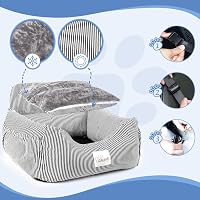 CALIYO Kutya Autóülés Biztonsági Övvel és Stabil Alappal, Kis Kutyáknak 10 kg-ig, Memory Foam Ülőke, Vízálló Mosható Fekete-Fehér 4
