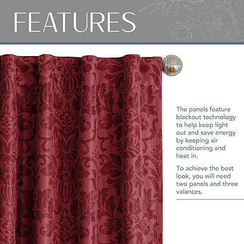 Miniatura 3 de Elrene Home Fashions Antonia - Cortina opaca con bolsillo para barra de cortina, panel de cortina para ventana